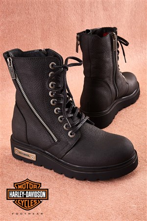 Harley Davidson Kadın Bot 021Z100539 Black // Baskılı Deri