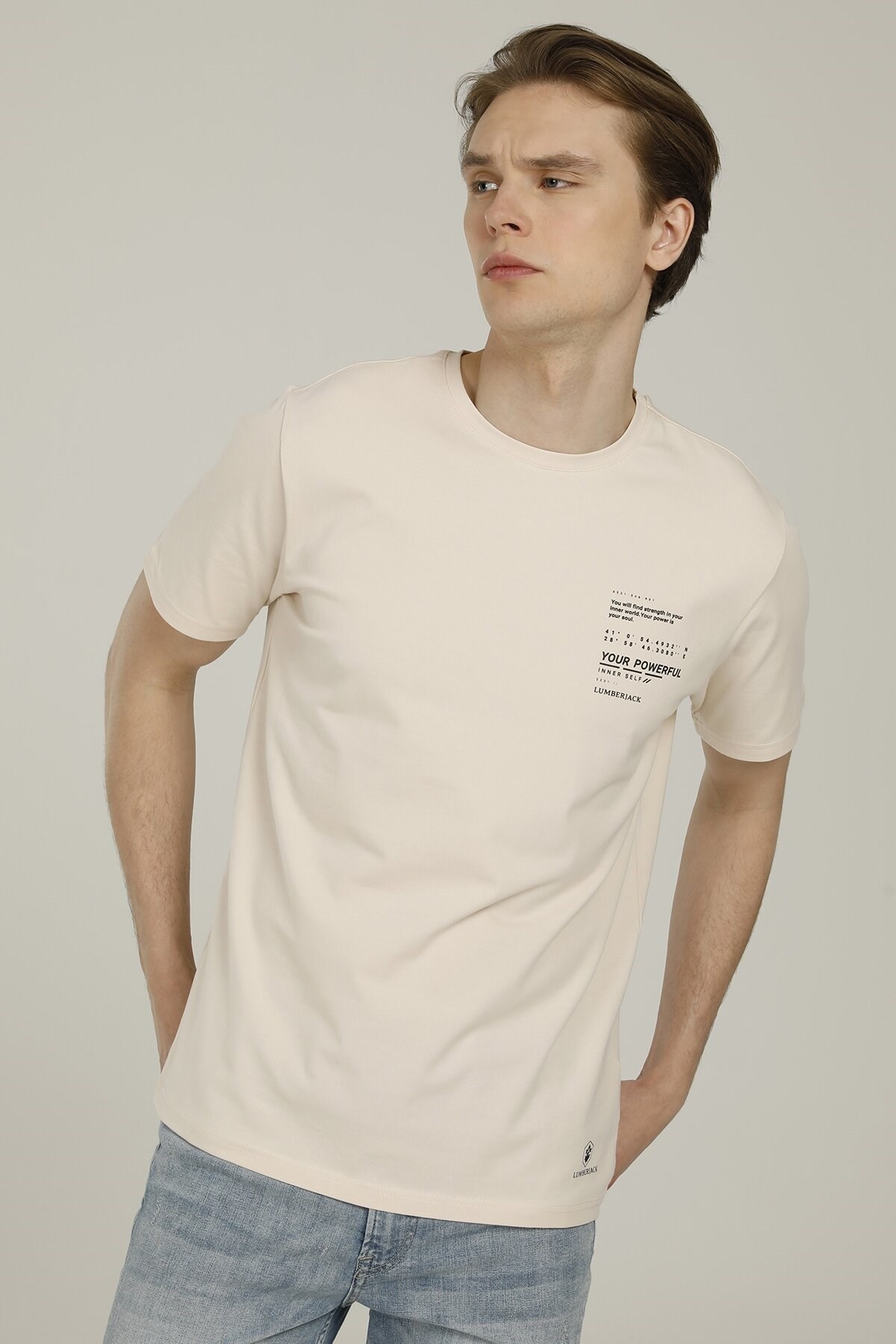 Lumberjack Erkek T-Shirt 101093860 Ekru