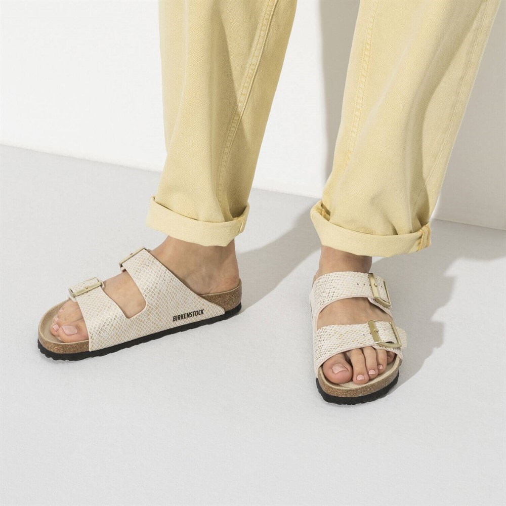 Birkenstock Kadın Terlik 1019374 Shıny Python Eggshell