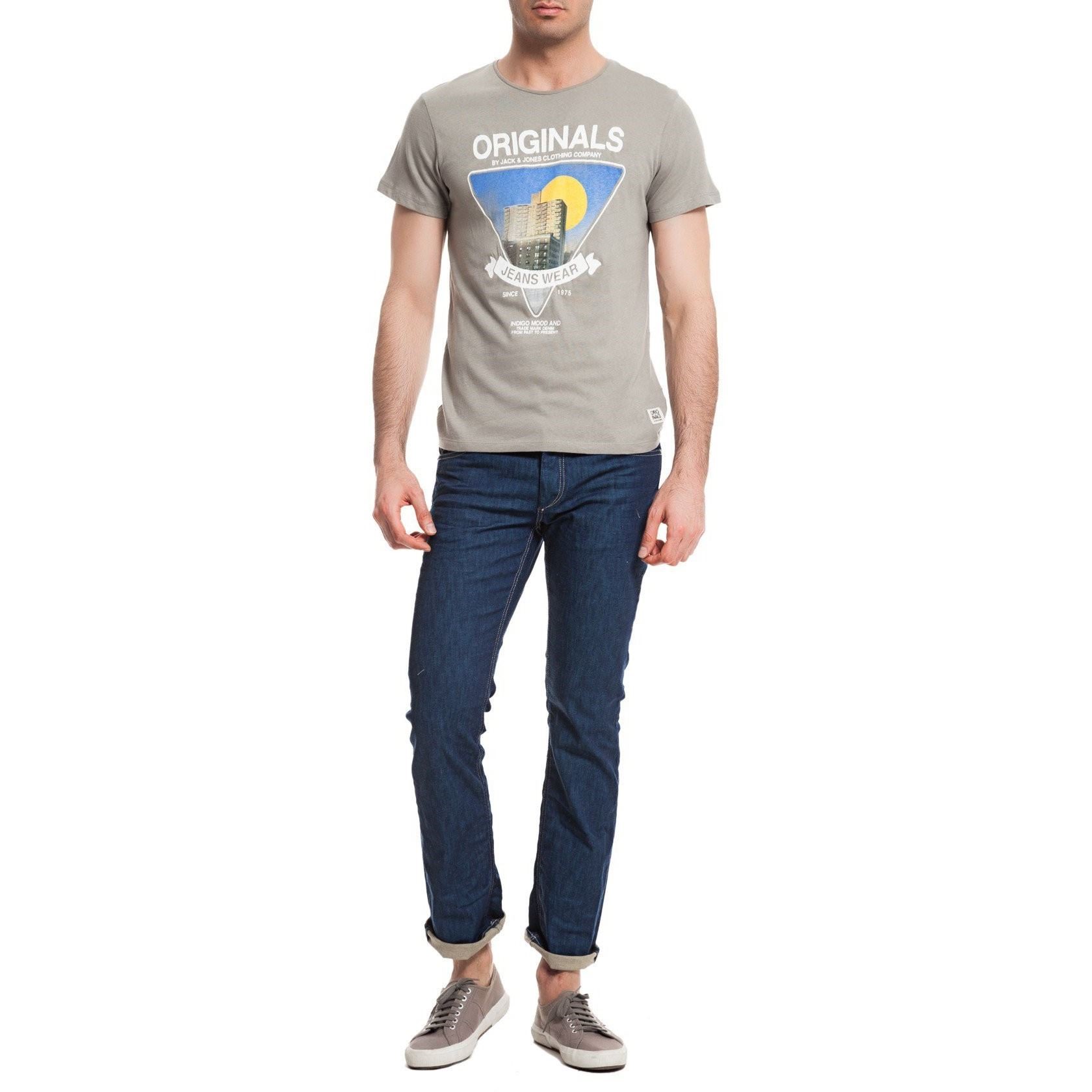 Jack Jones Erkek T-Shirt 12085768 Navy Blue