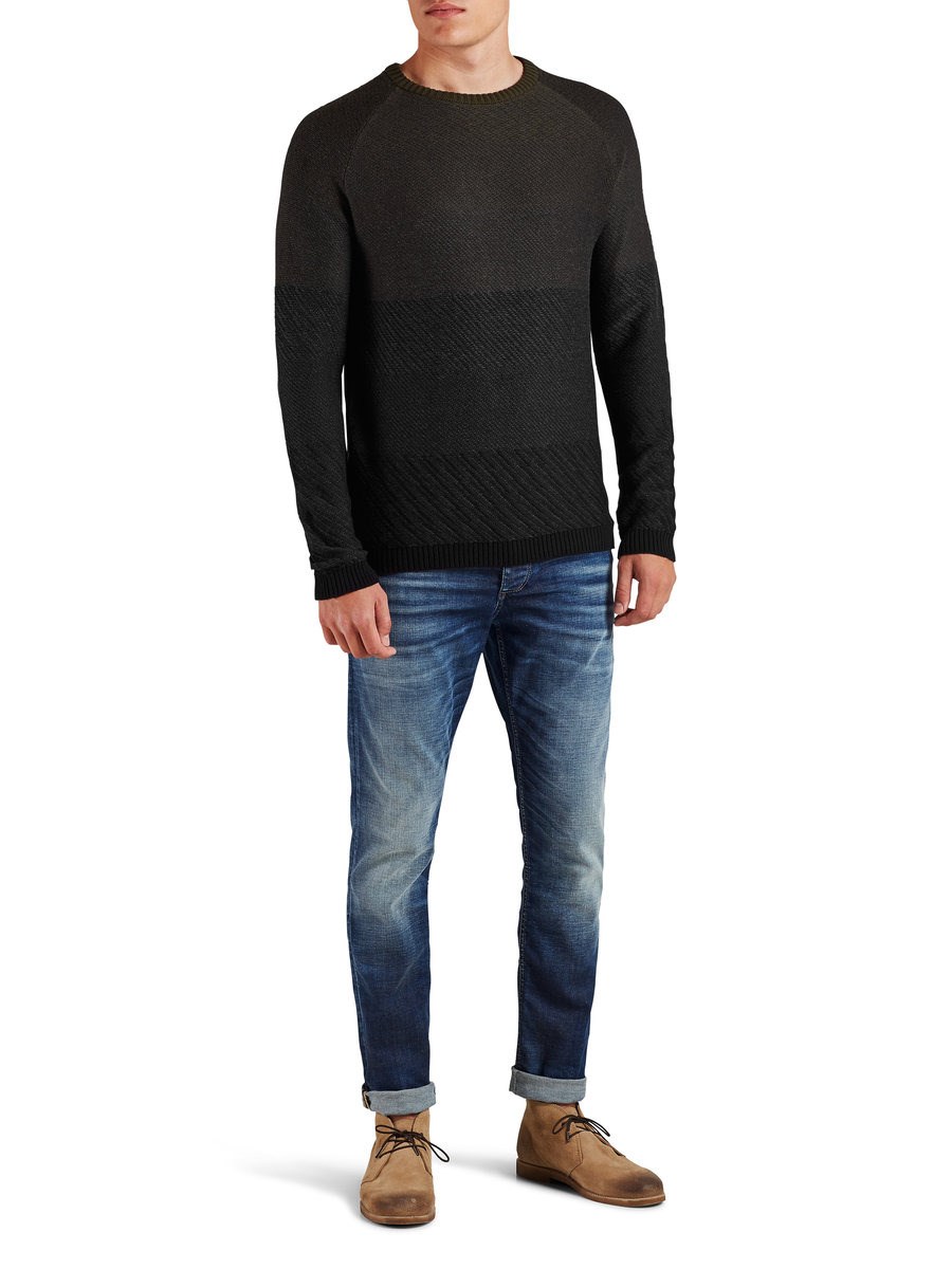 Jack Jones Erkek Kazak 12109912 Dark Grey Melange