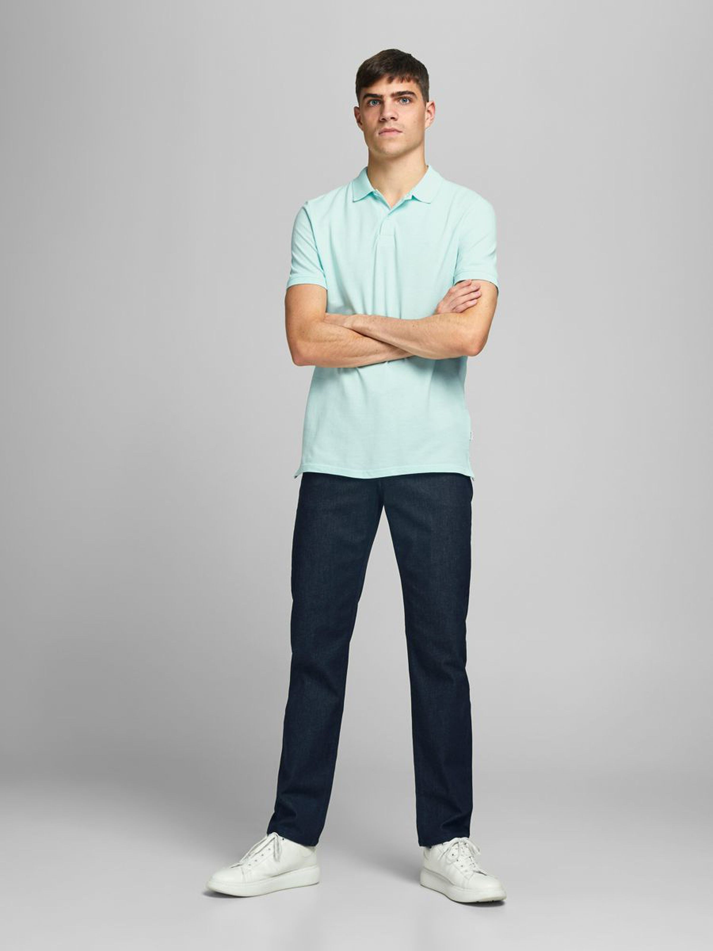 Jack Jones Erkek T-Shirt 12136516 Bleached Aqua