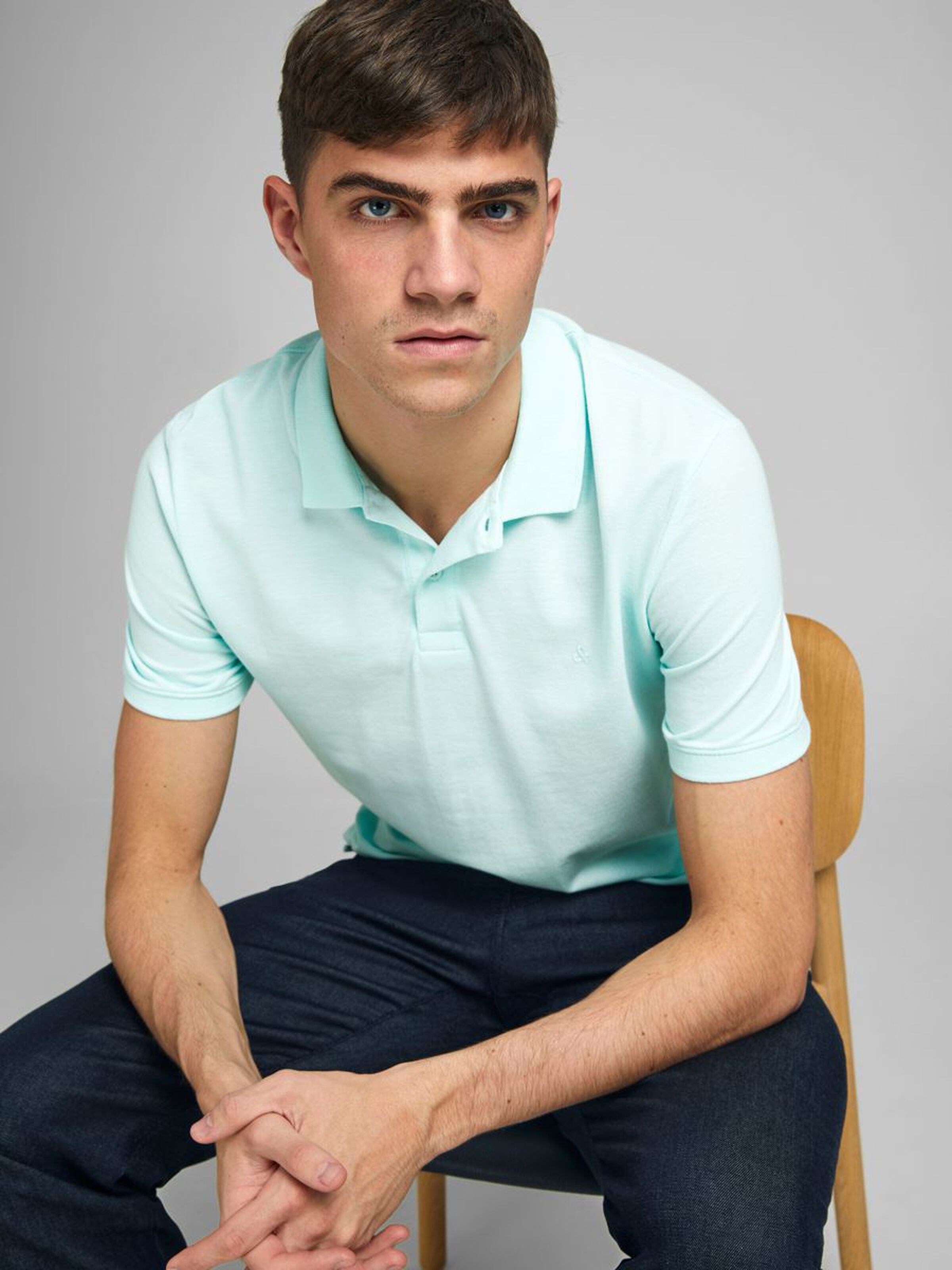 Jack Jones Erkek T-Shirt 12136516 Bleached Aqua