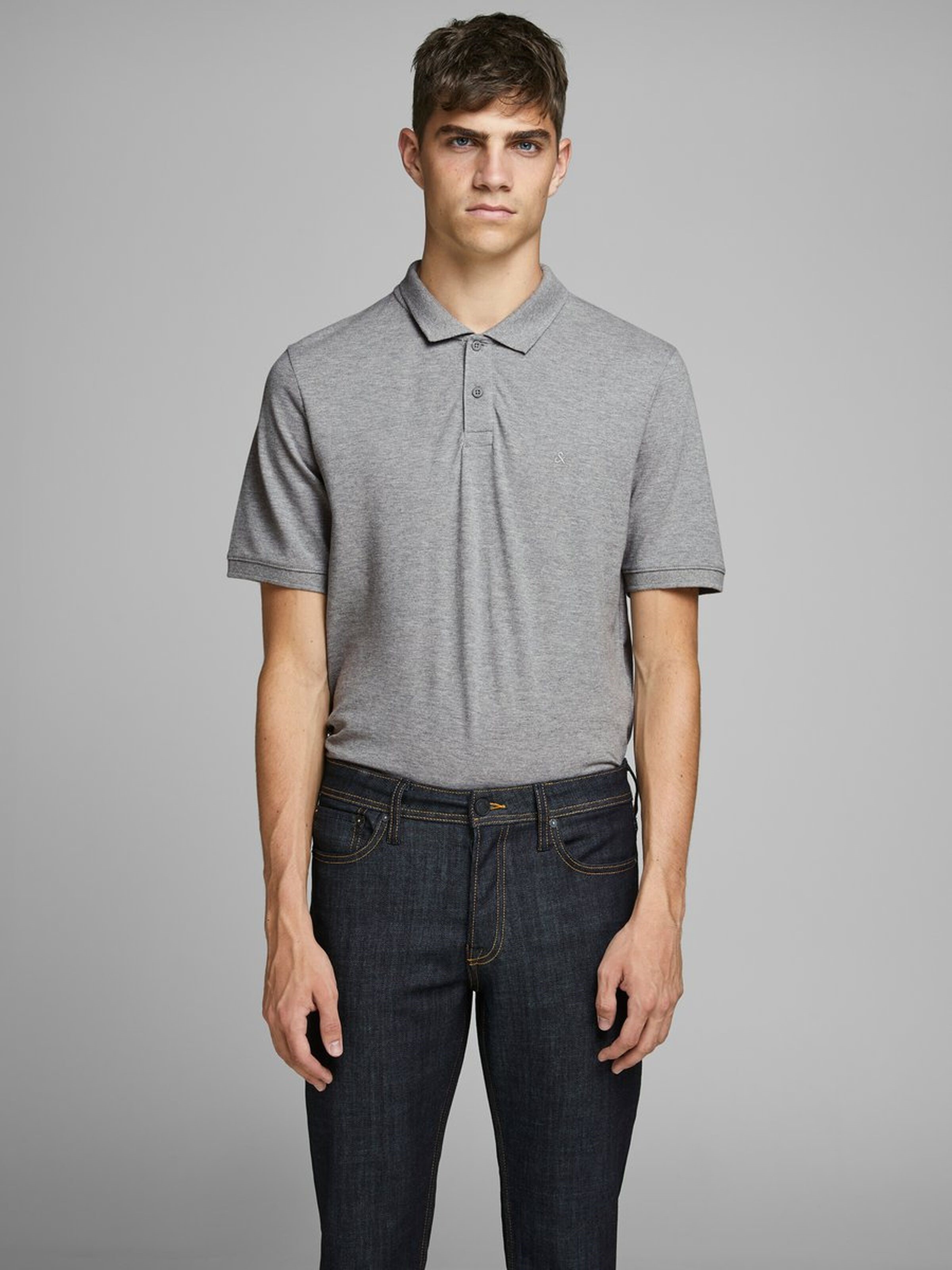 Jack Jones Erkek T-Shirt 12136516 Light Grey Melange