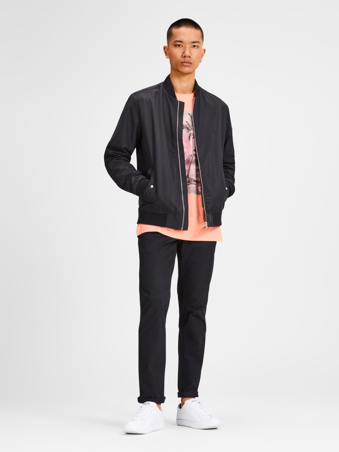 Jack Jones Erkek T-Shirt 12136530 Neon Peach