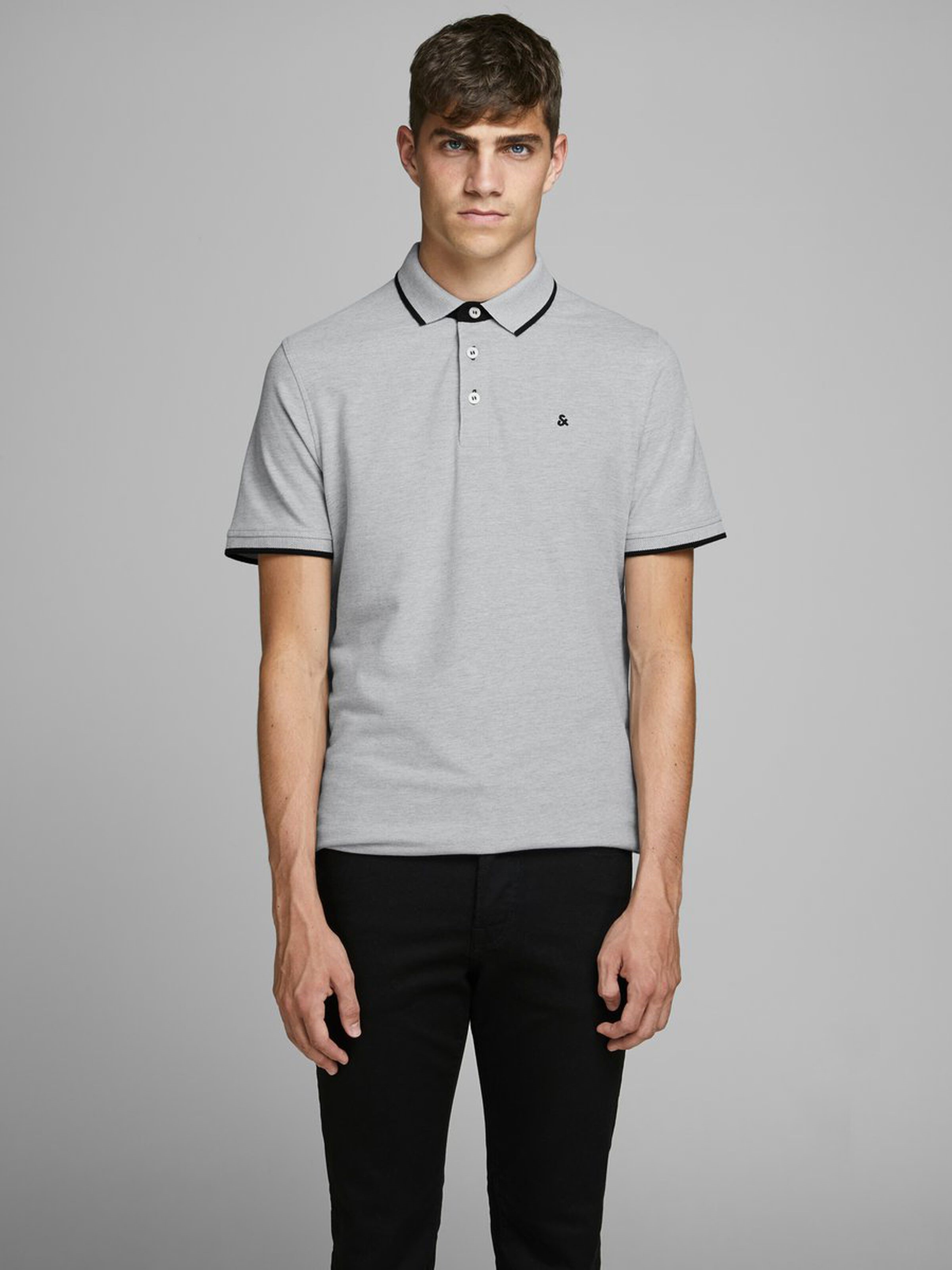 Jack Jones Erkek T-Shirt 12136668 Light Grey Melange