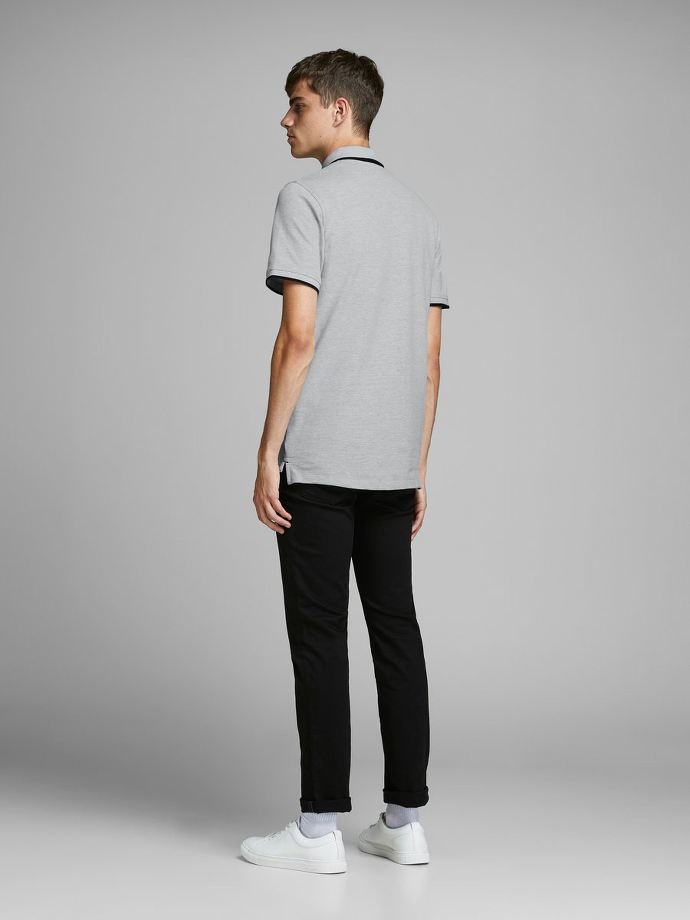 Jack Jones Erkek T-Shirt 12136668 Light Grey Melange