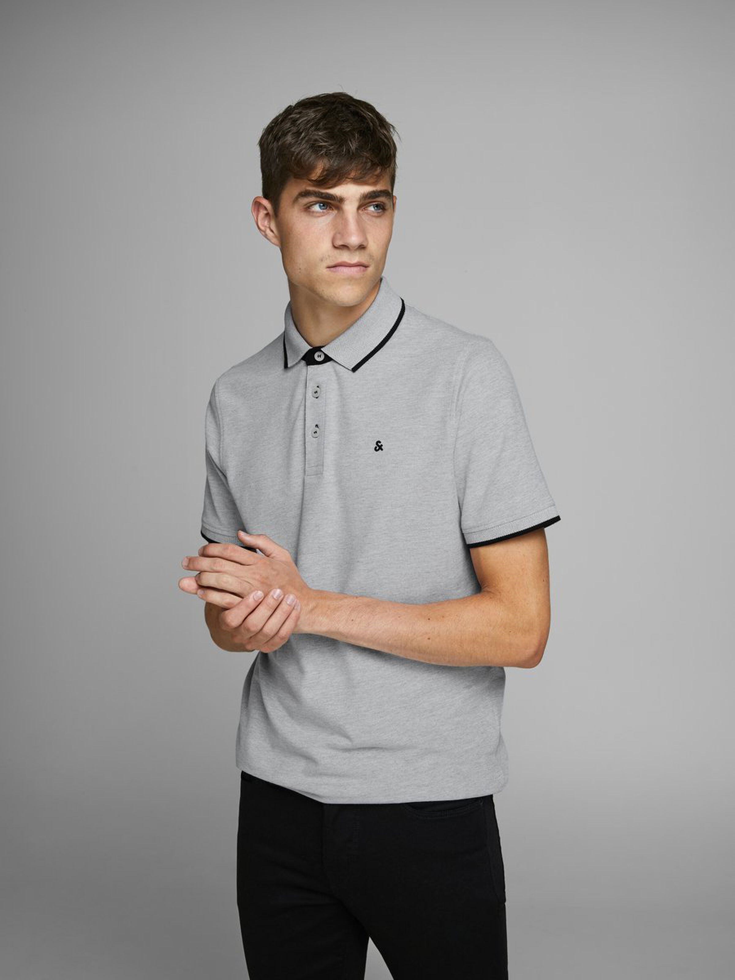 Jack Jones Erkek T-Shirt 12136668 Light Grey Melange