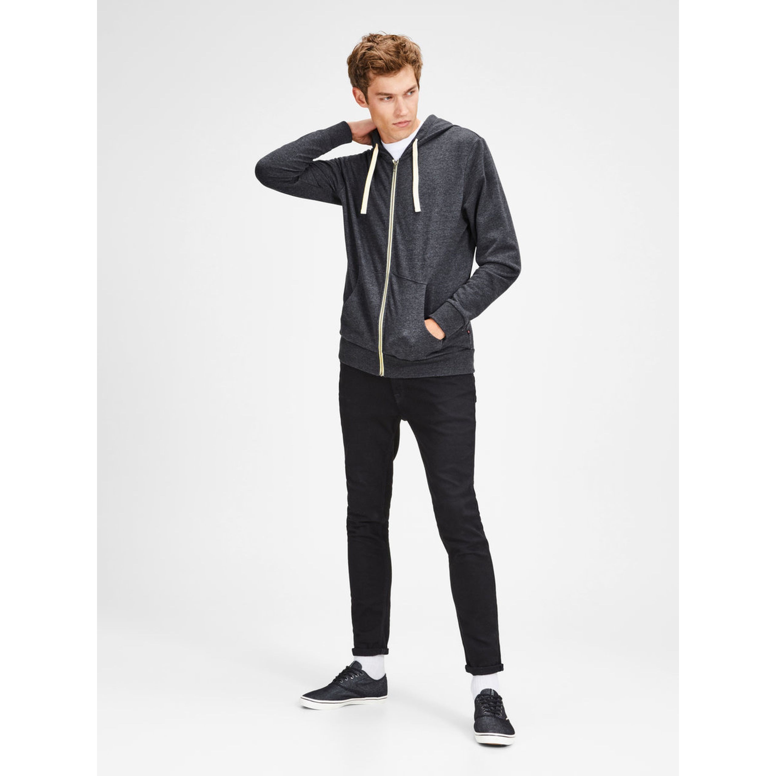 Jack Jones Erkek S-Shirt 12136884 Dark Grey Melange