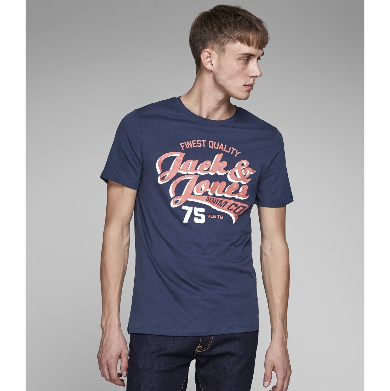 Jack Jones Erkek T-Shirt 12147765 Navy Blazer