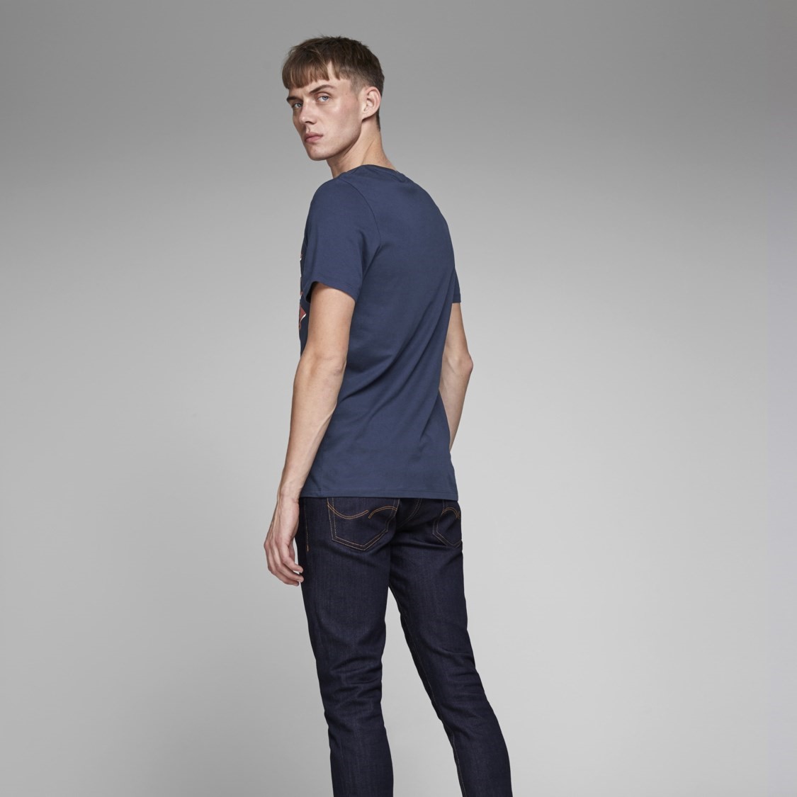 Jack Jones Erkek T-Shirt 12147765 Navy Blazer