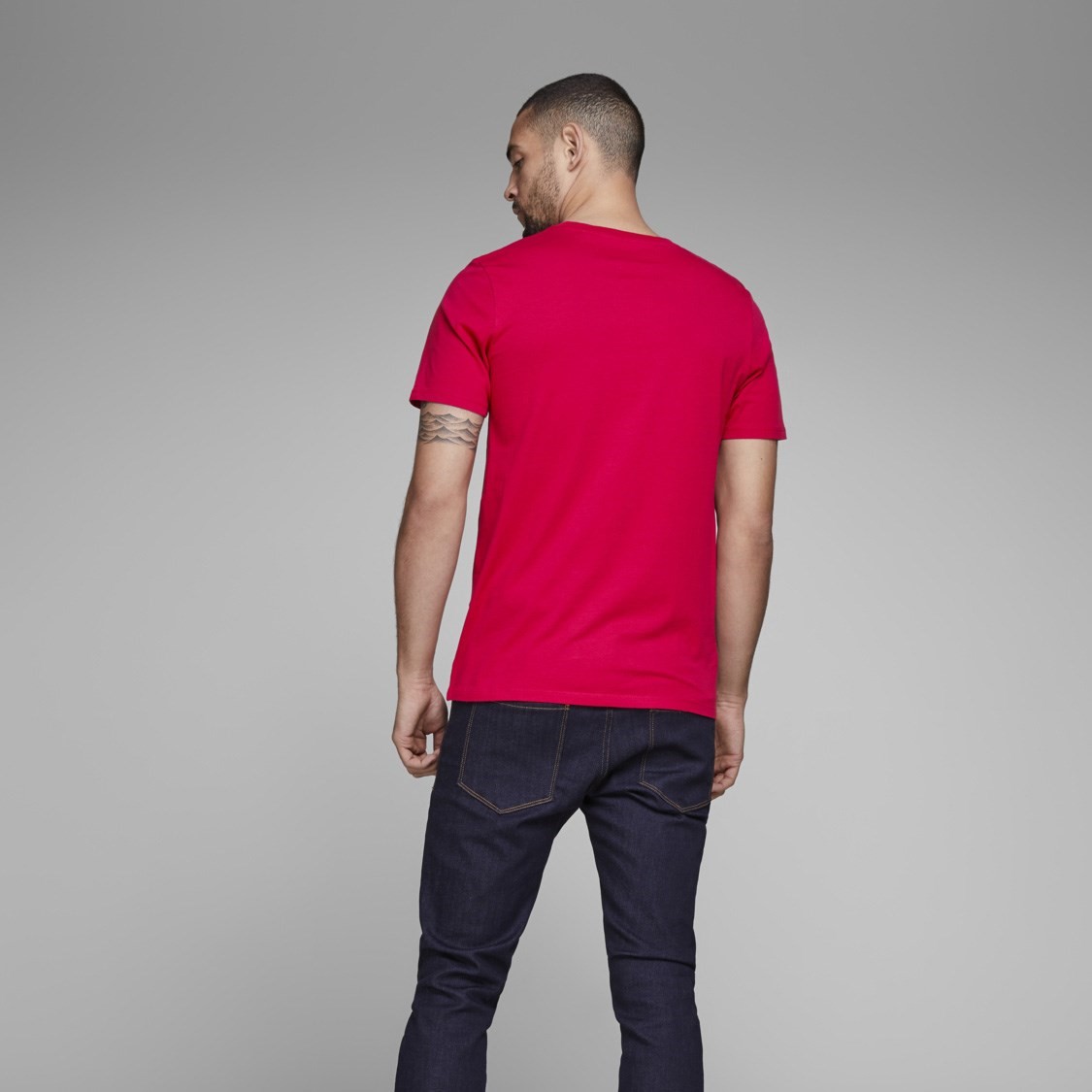 Jack Jones Erkek T-Shirt 12147765 Tango Red