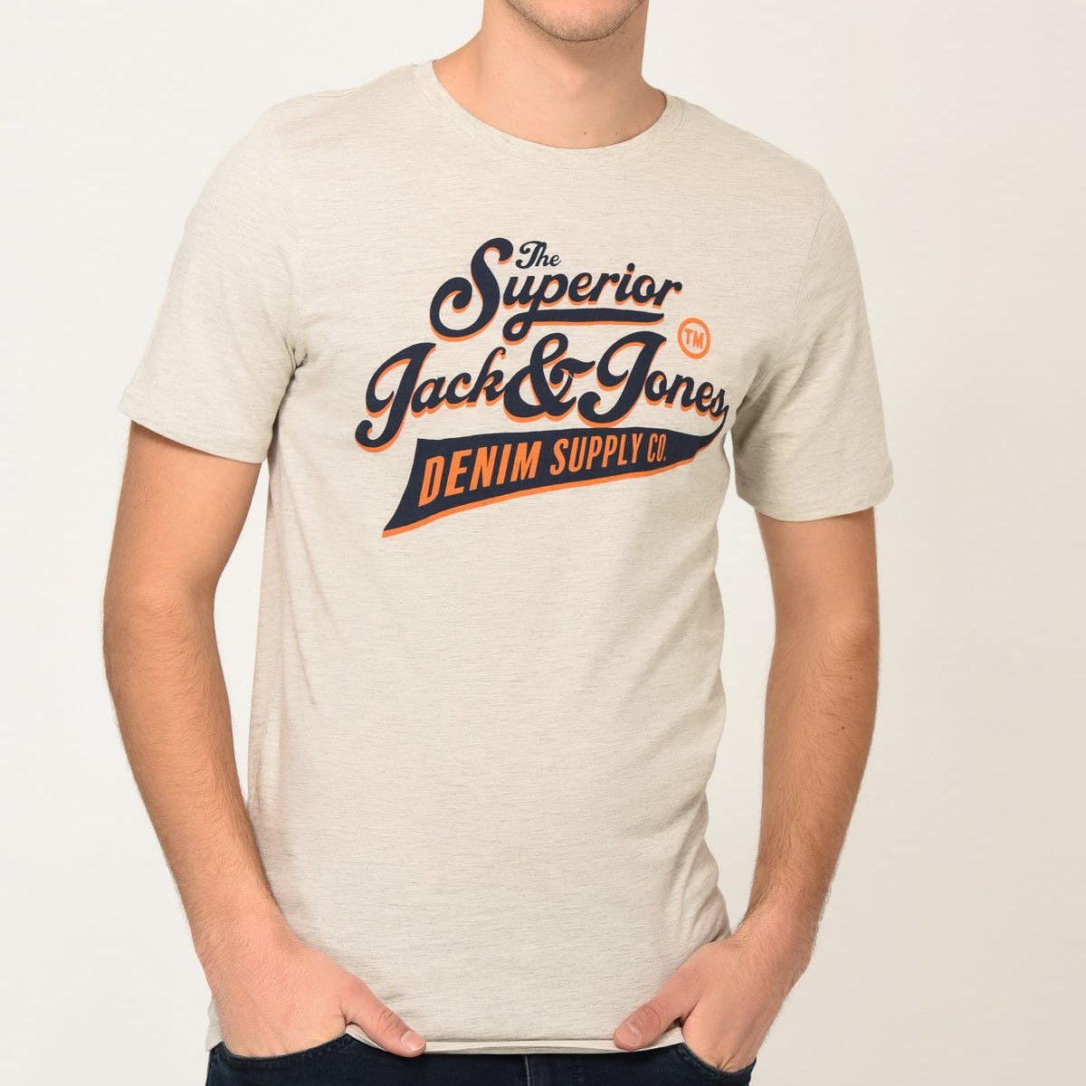 Jack Jones Erkek T-Shirt 12147765 White Melange