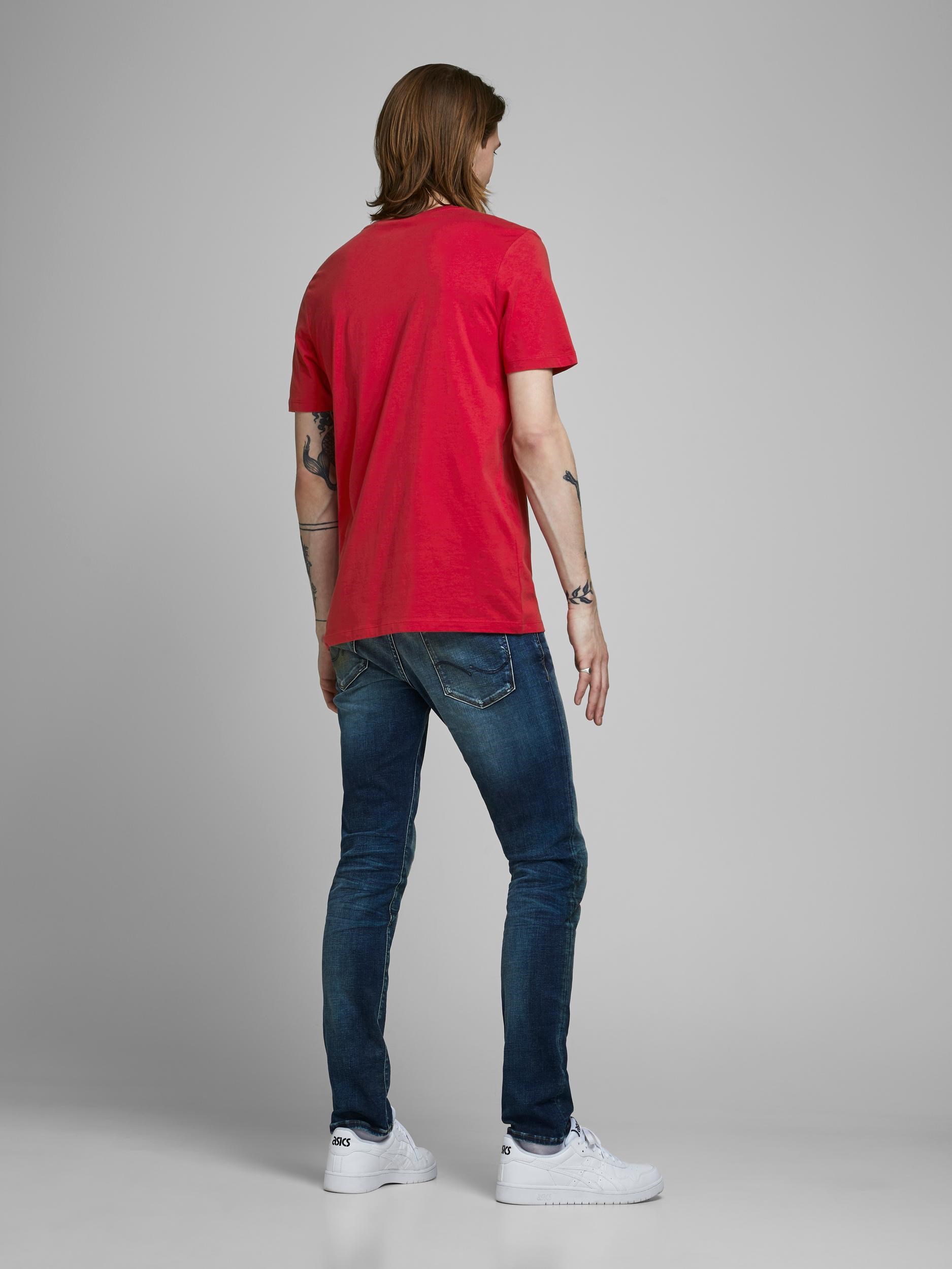 Jack Jones Erkek T-Shirt 12147844 Tango Red