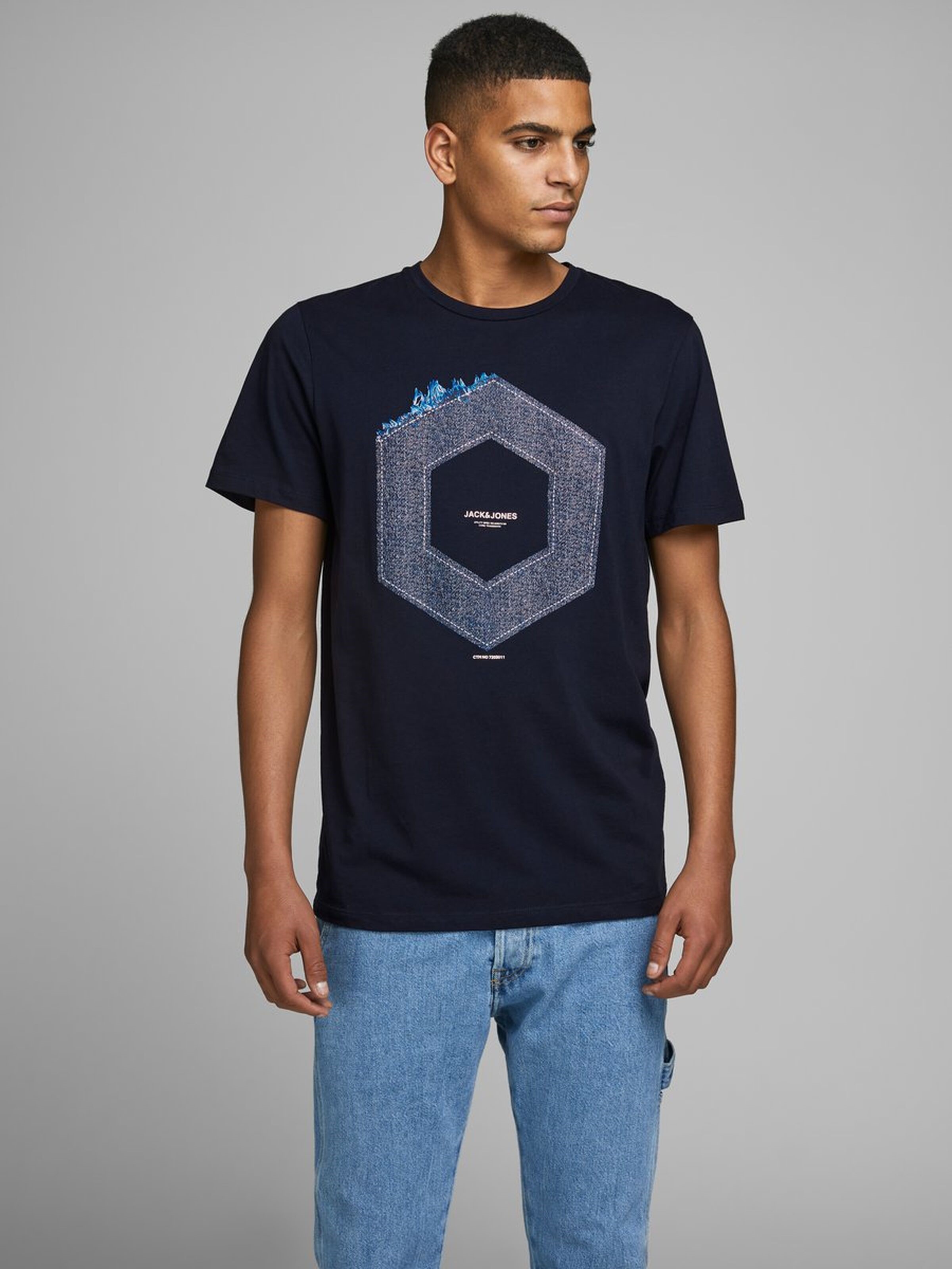 Jack Jones Erkek T-Shirt 12167185 Sky Captain