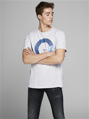 Jack Jones Erkek T-Shirt 12167185 White Melange