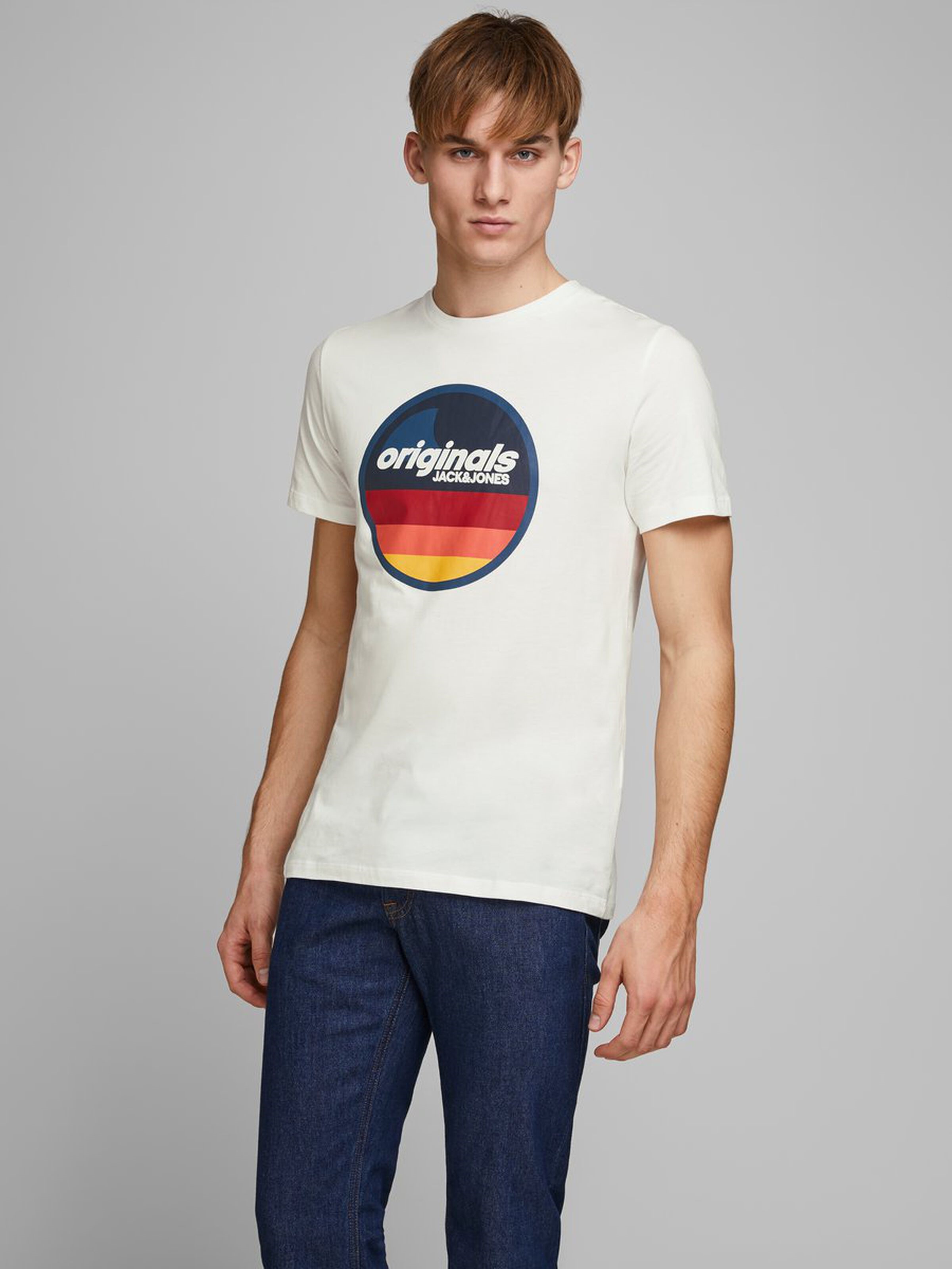 Jack Jones Erkek T-Shirt 12168083 Cloud Dancer