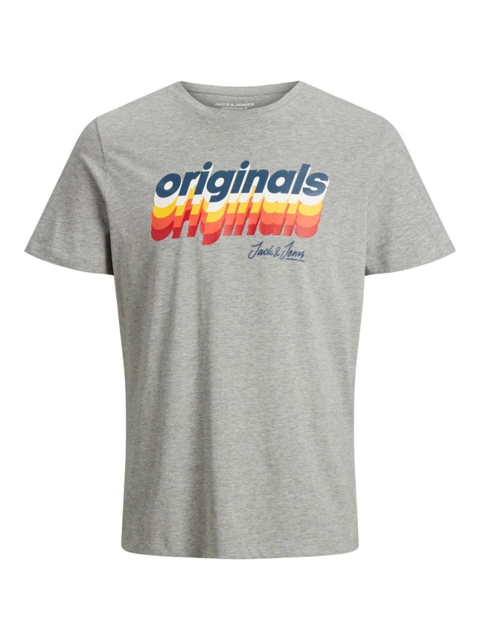 Jack Jones Erkek T-Shirt 12168083 Light Grey Melange