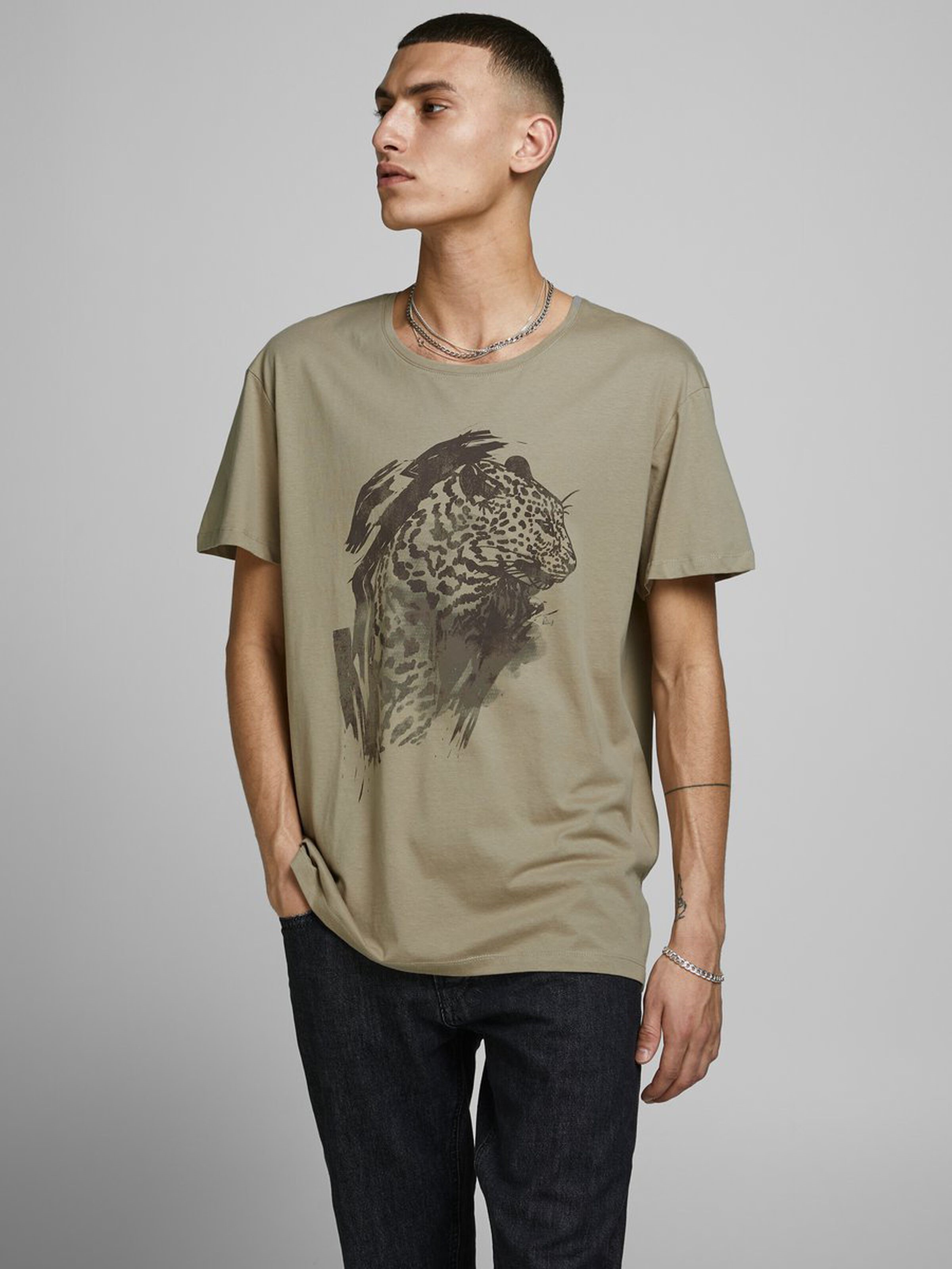 Jack Jones Erkek T-Shirt 12168220 Crockery