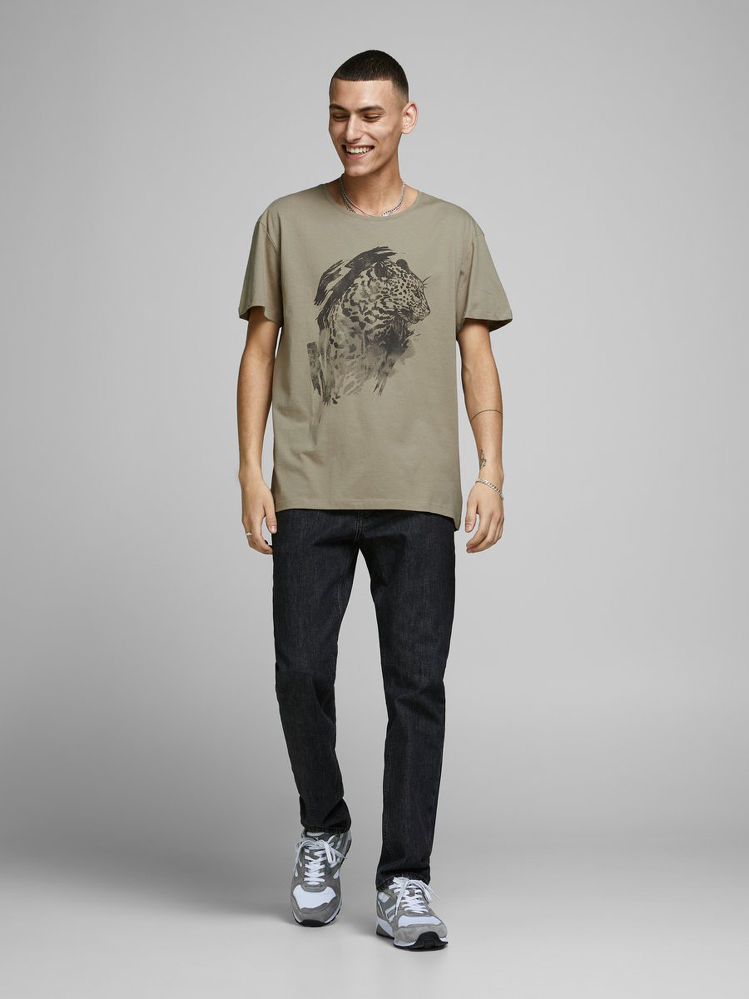 Jack Jones Erkek T-Shirt 12168220 Crockery