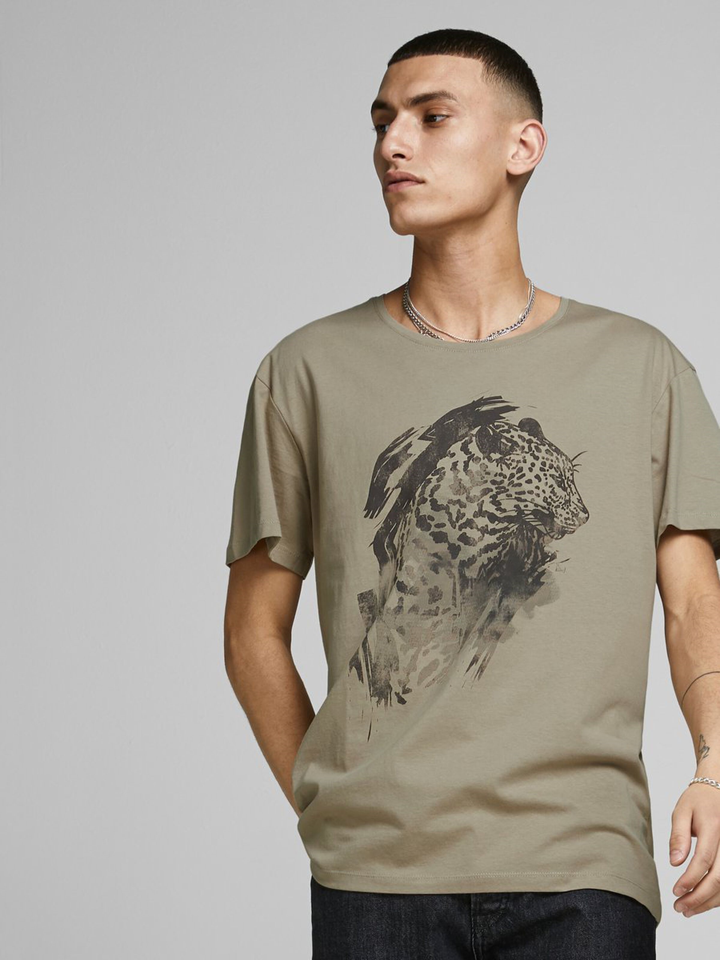 Jack Jones Erkek T-Shirt 12168220 Crockery