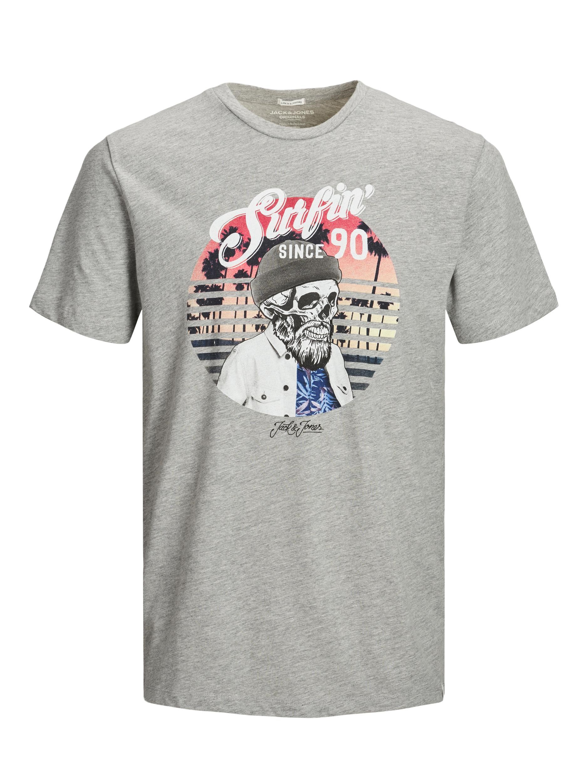 Jack Jones Erkek T-Shirt 12170564 Light Grey Melange