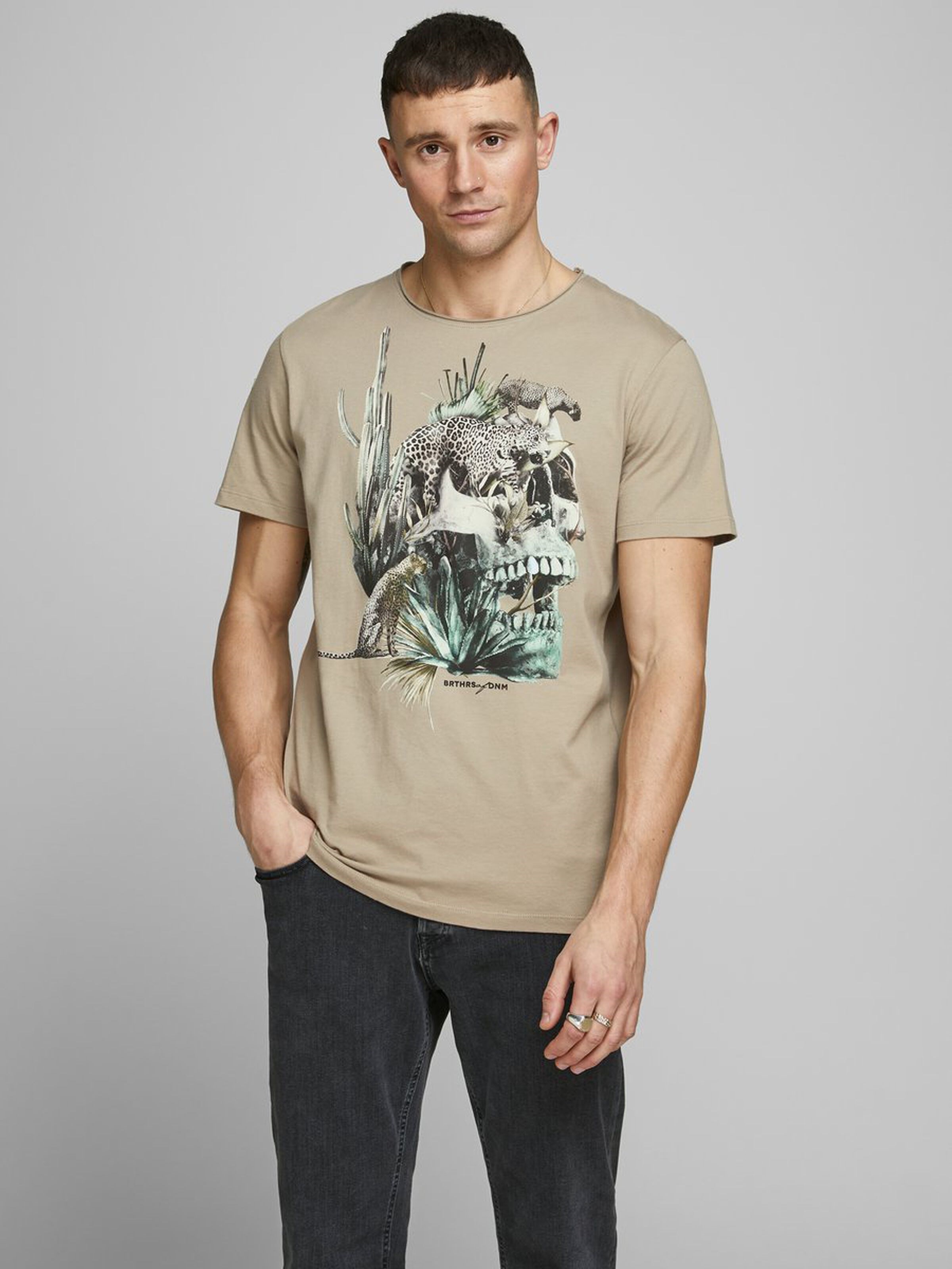 Jack Jones Erkek T-Shirt 12171634 Crockery