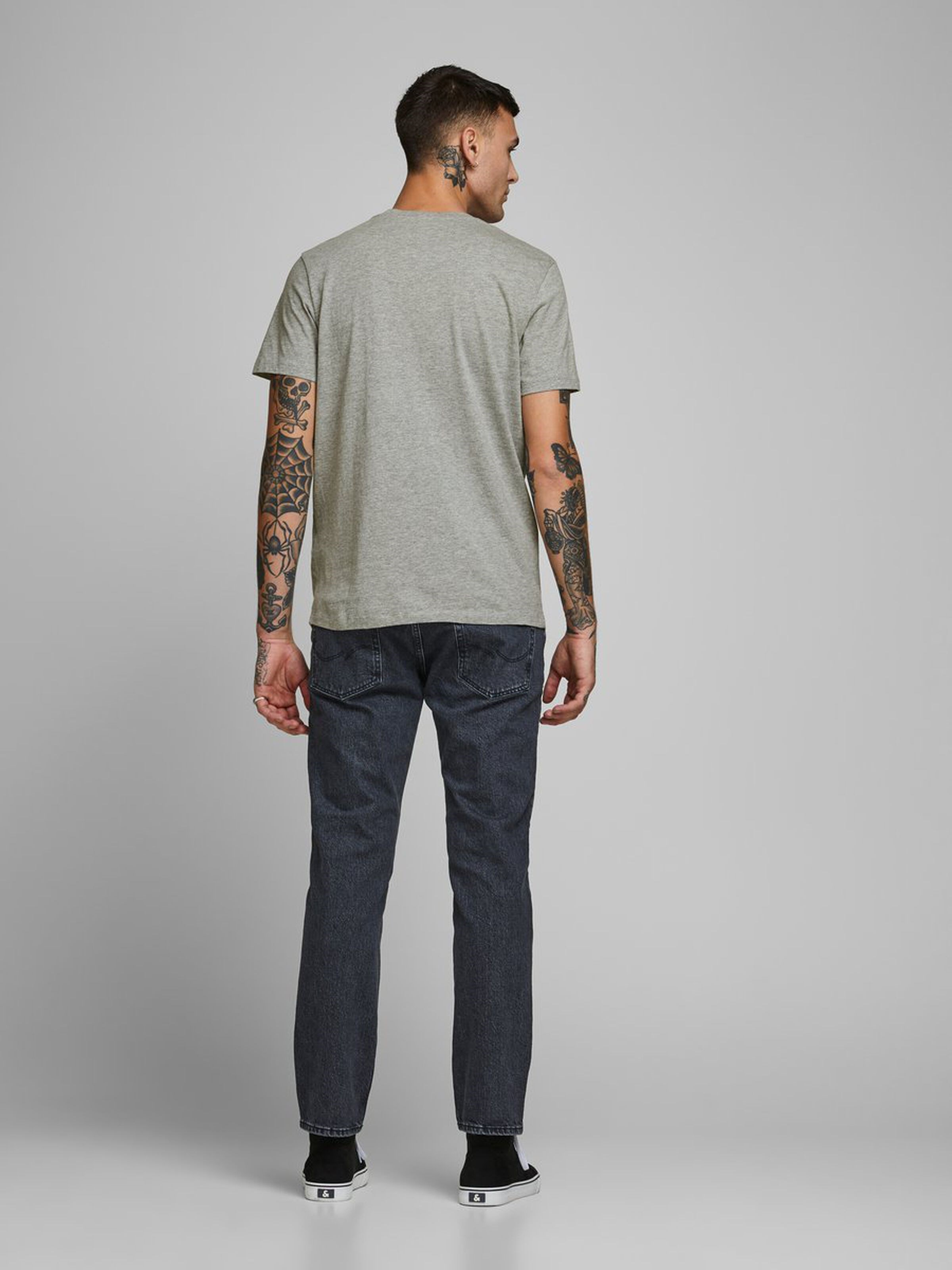 Jack Jones Erkek T-Shirt 12171737 Light Grey Melange