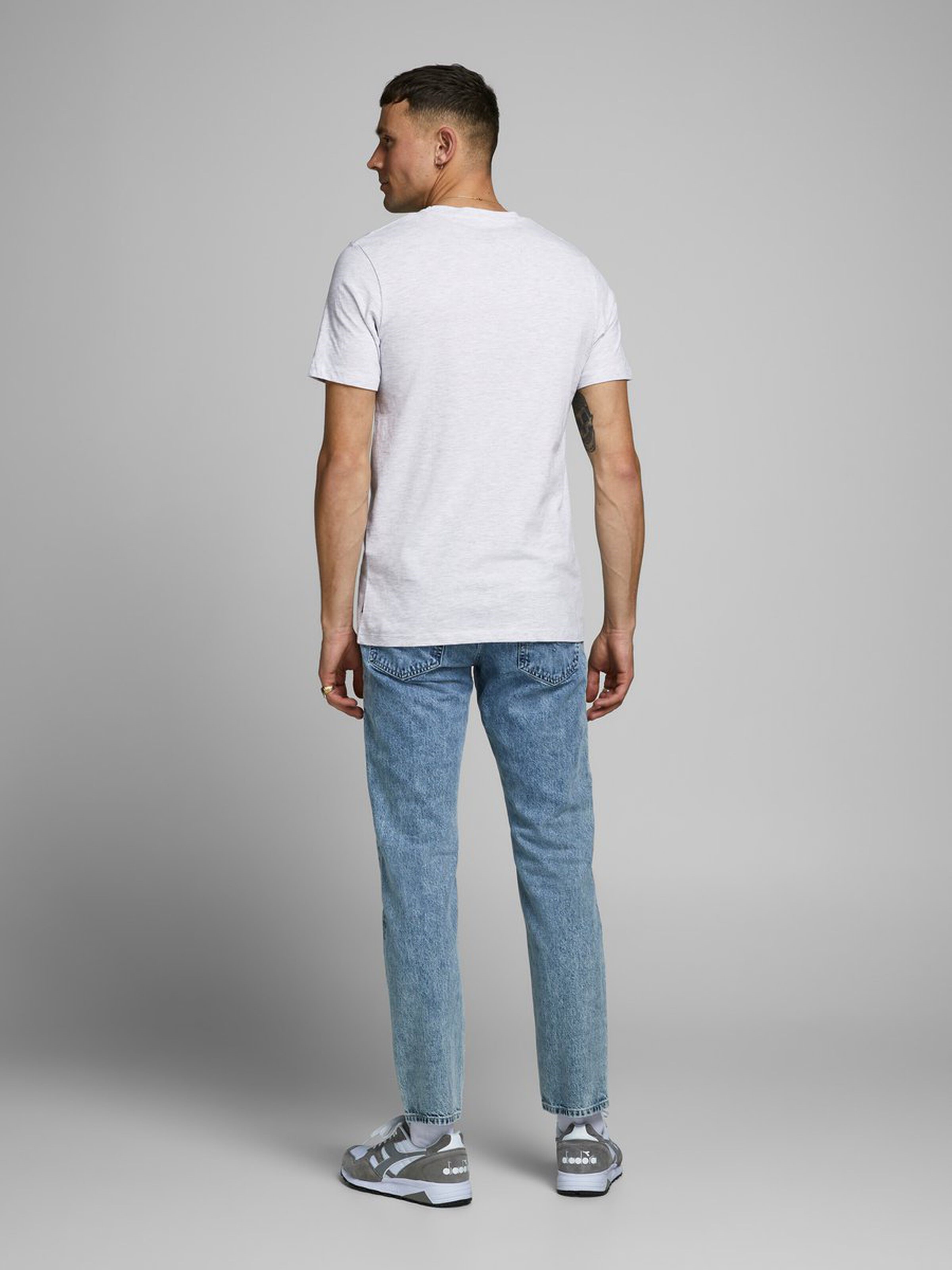 Jack Jones Erkek T-Shirt 12172214 White Melange