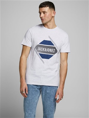 Jack Jones Erkek T-Shirt 12172214 White Melange