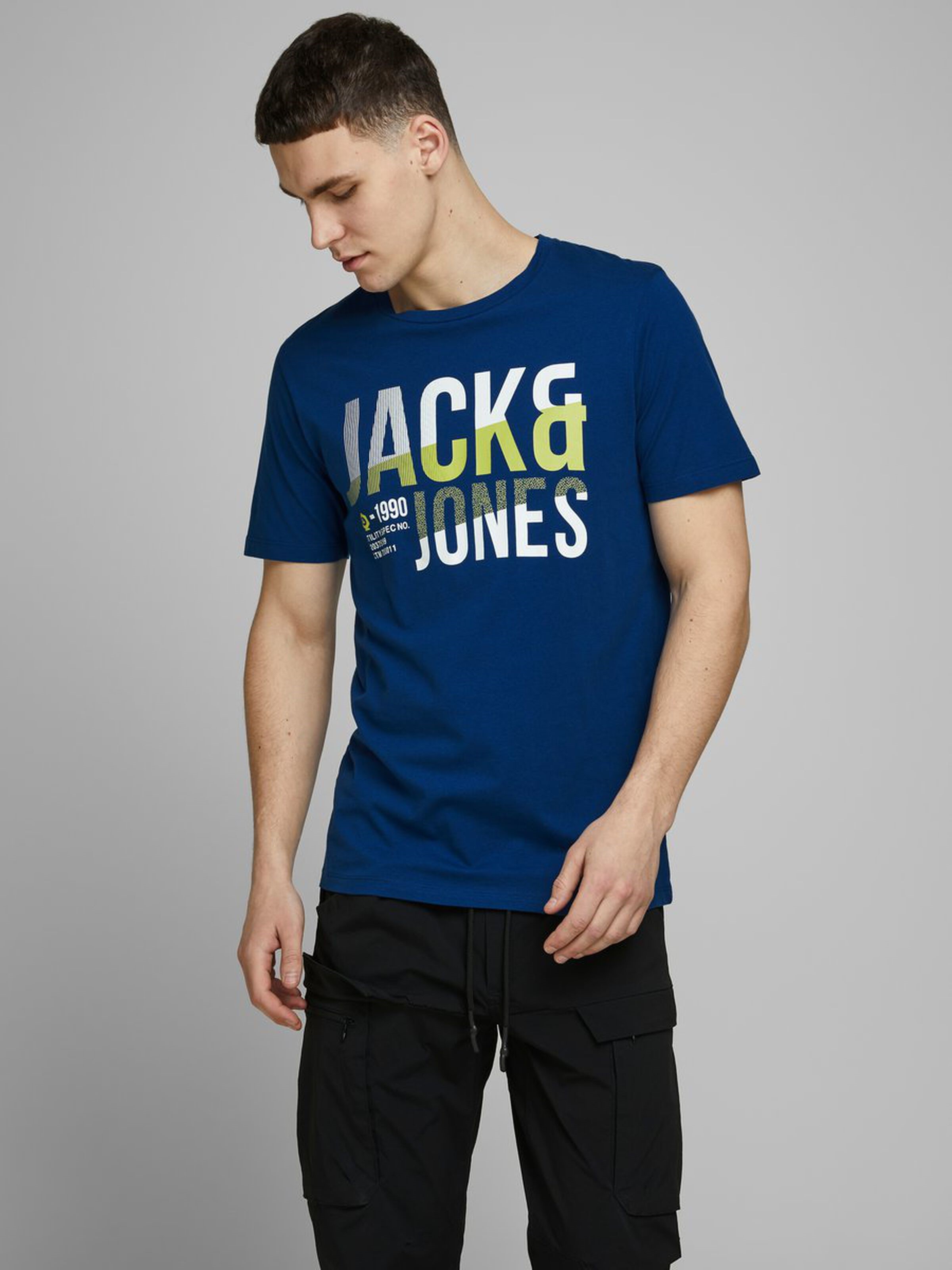 Jack Jones Erkek T-Shirt 12172215 Navy Peony