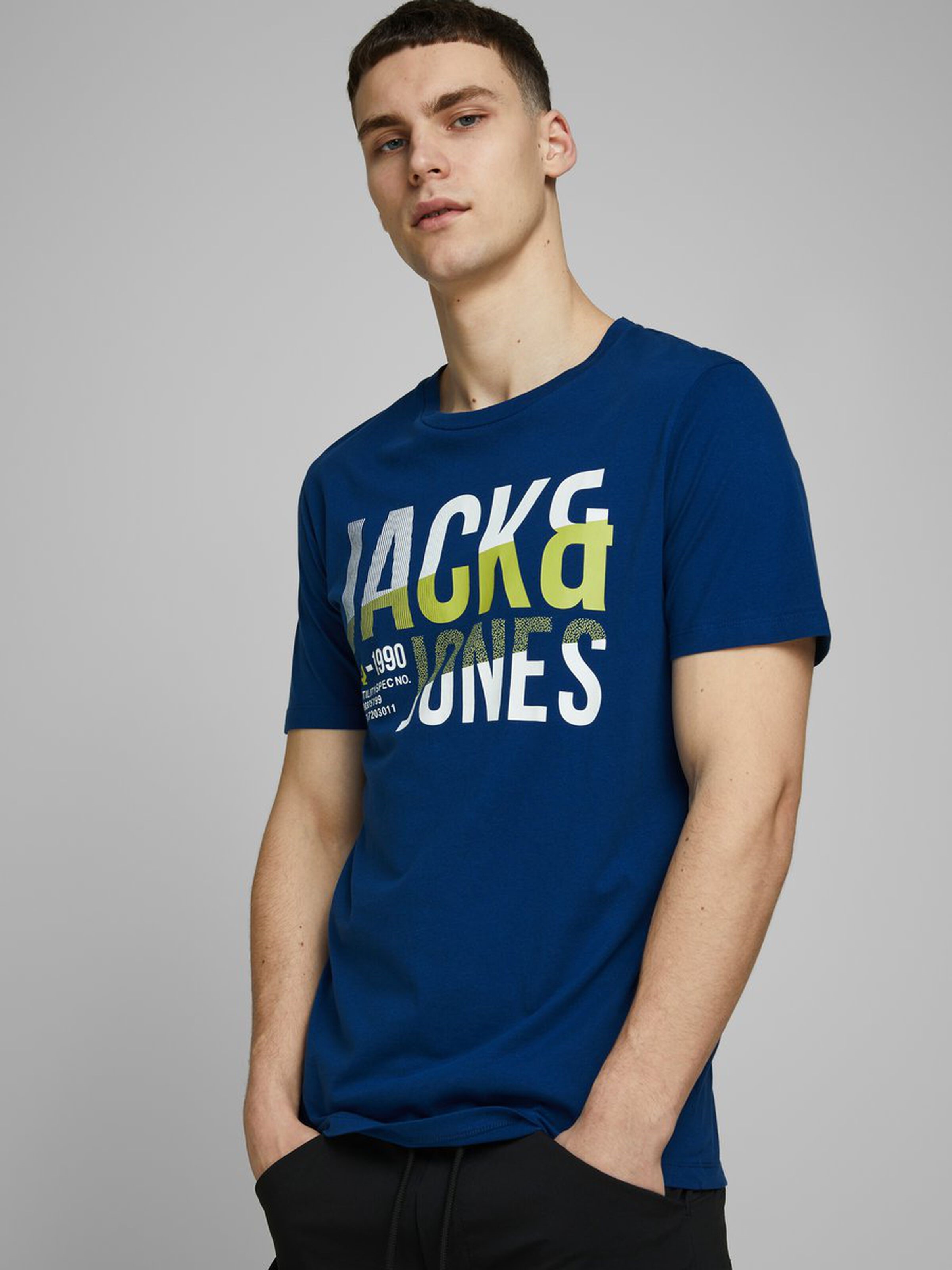 Jack Jones Erkek T-Shirt 12172215 Navy Peony