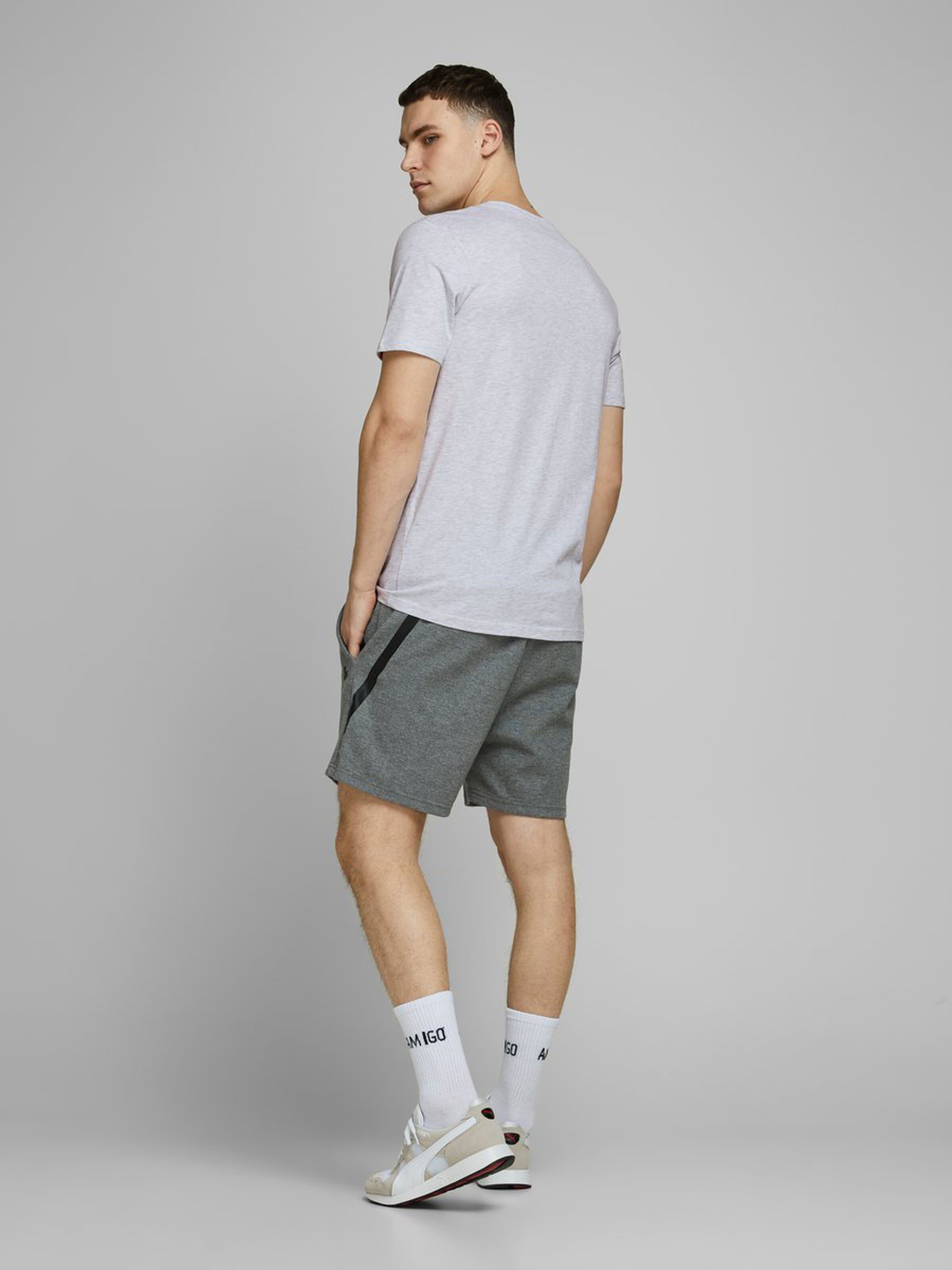 Jack Jones Erkek T-Shirt 12172215 White Melange