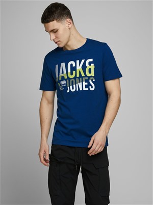 Jack Jones Erkek T-Shirt 12172215 Navy Peony