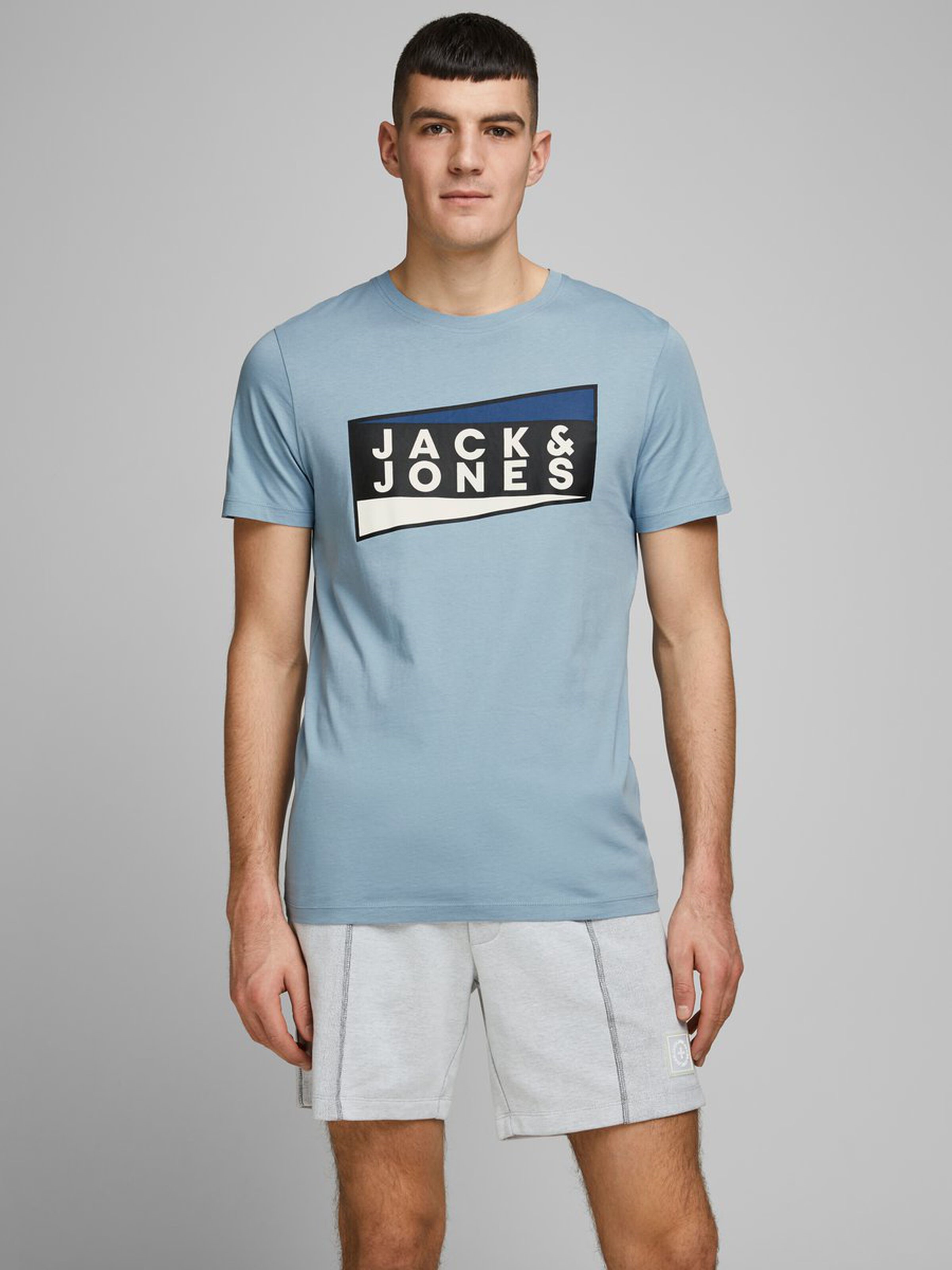 Jack Jones Erkek T-Shirt 12172246 Faded Denim