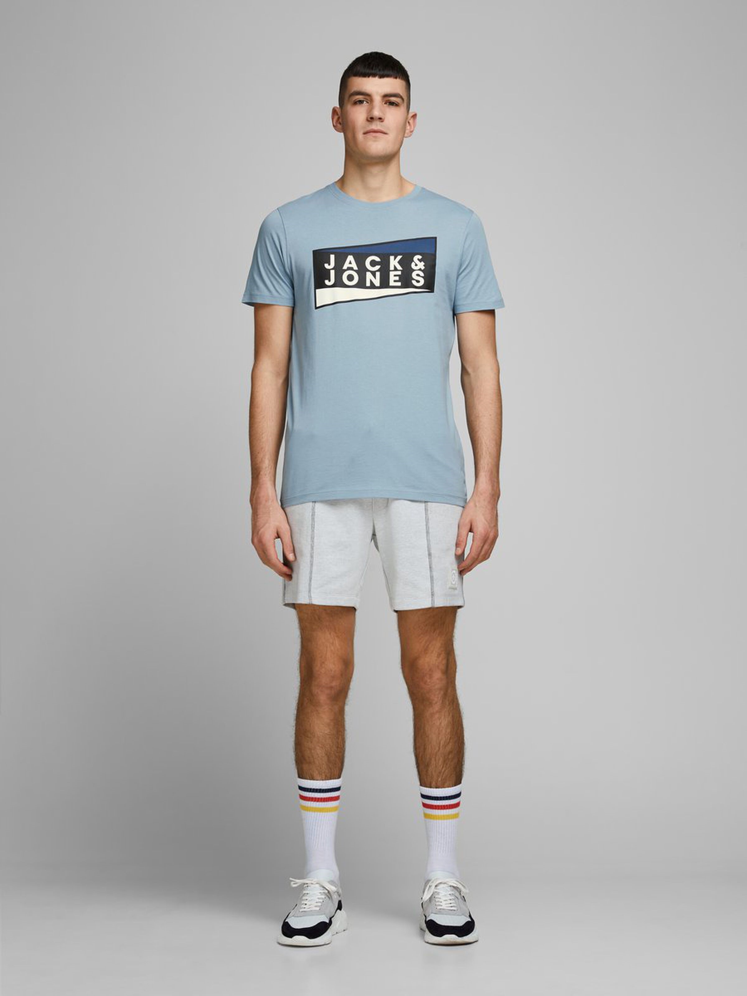 Jack Jones Erkek T-Shirt 12172246 Faded Denim
