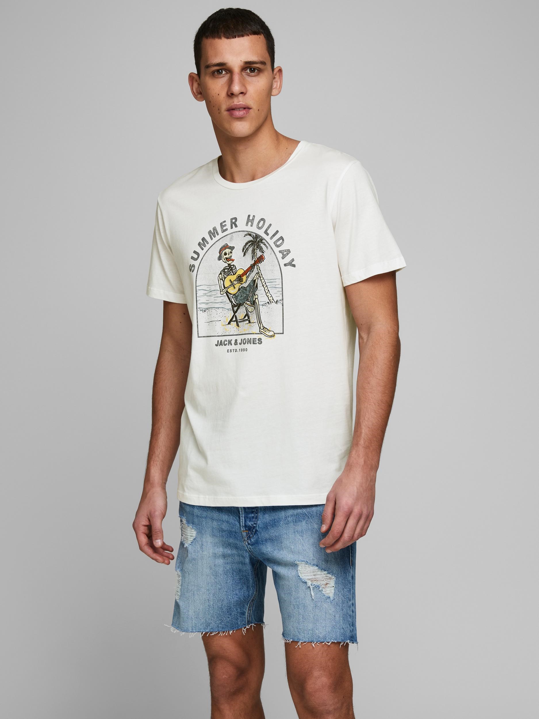 Jack Jones Erkek T-Shirt 12173024 Cloud Dancer