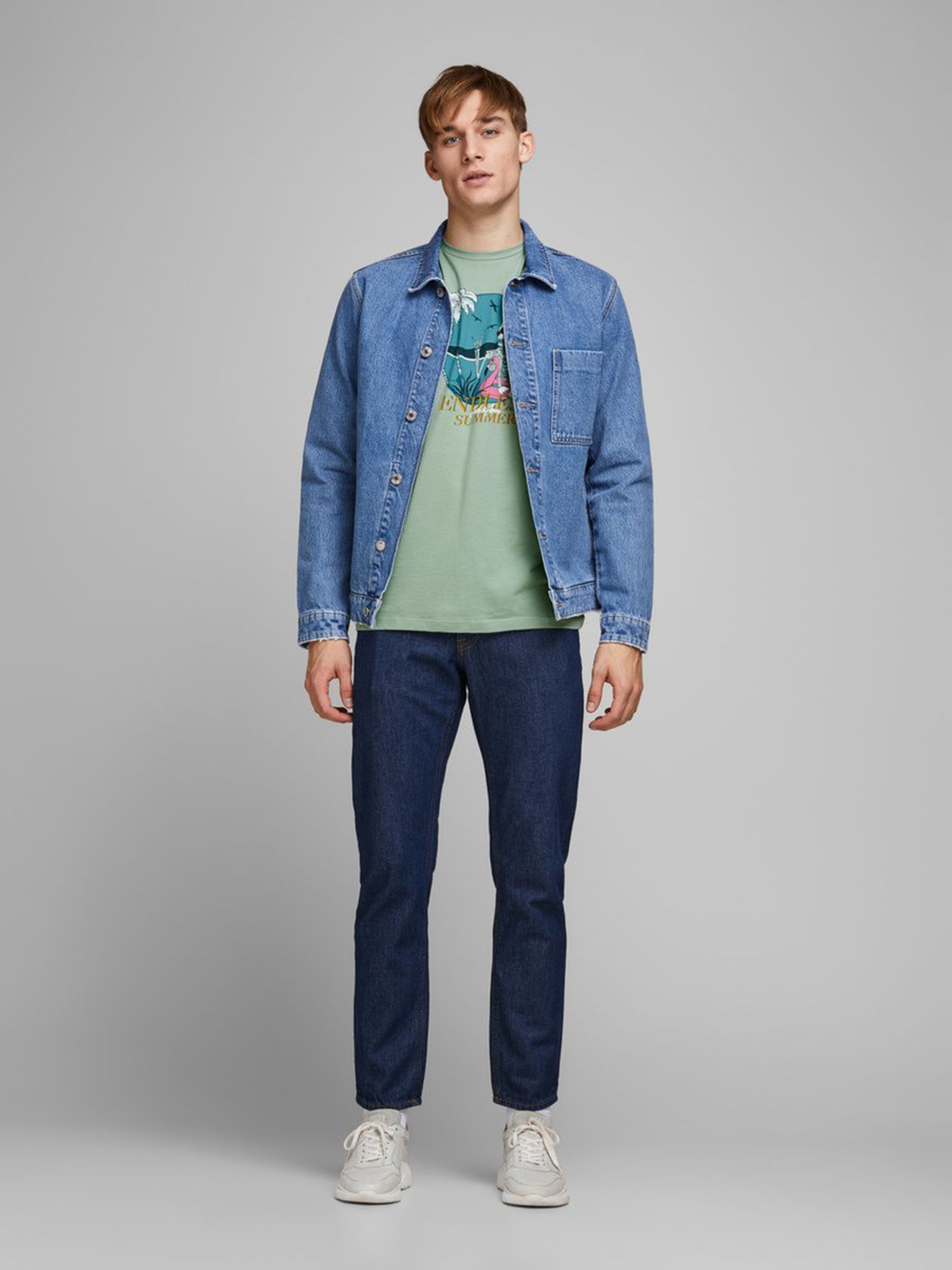 Jack Jones Erkek T-Shirt 12173024 Green Milieu