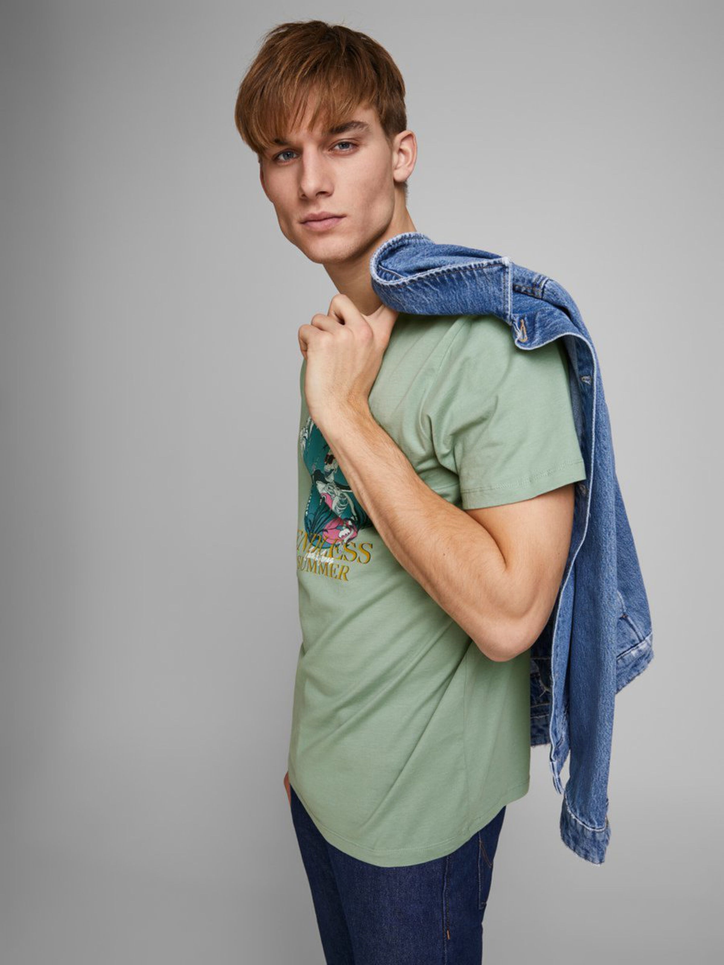 Jack Jones Erkek T-Shirt 12173024 Green Milieu