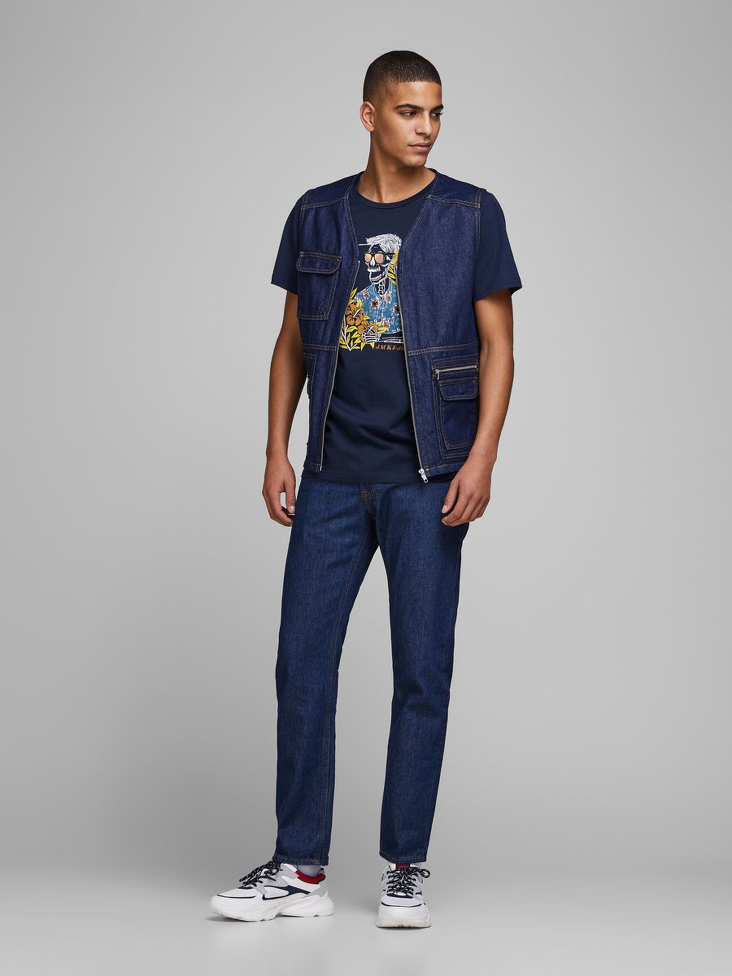 Jack Jones Erkek T-Shirt 12173024 Navy Blazer