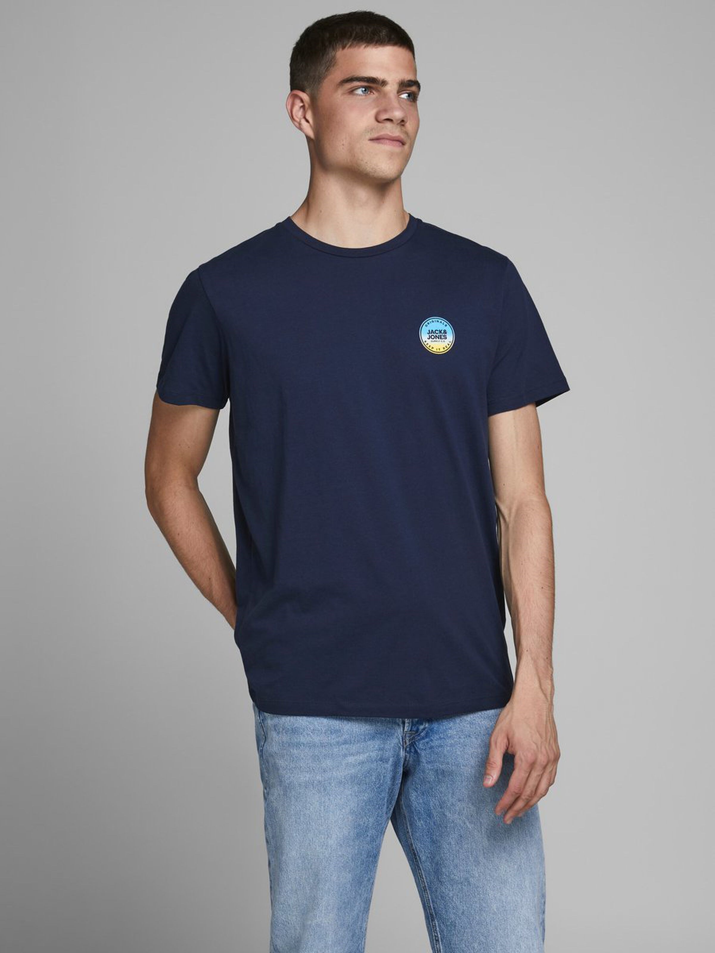 Jack Jones Erkek T-Shirt 12173033 Navy Blazer