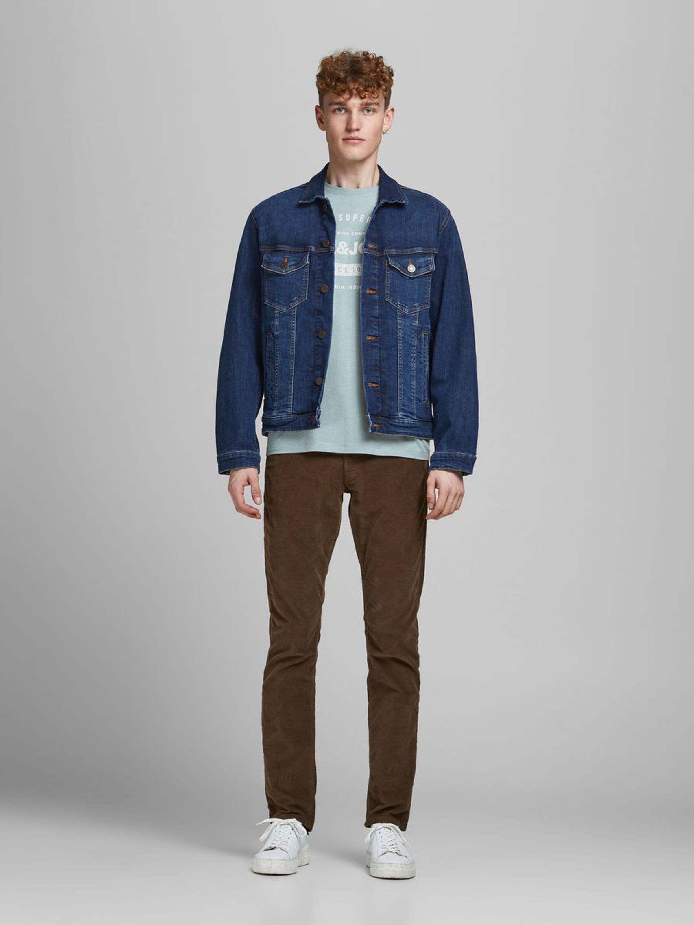 Jack Jones Erkek T-Shirt 12177533 Faded Denim