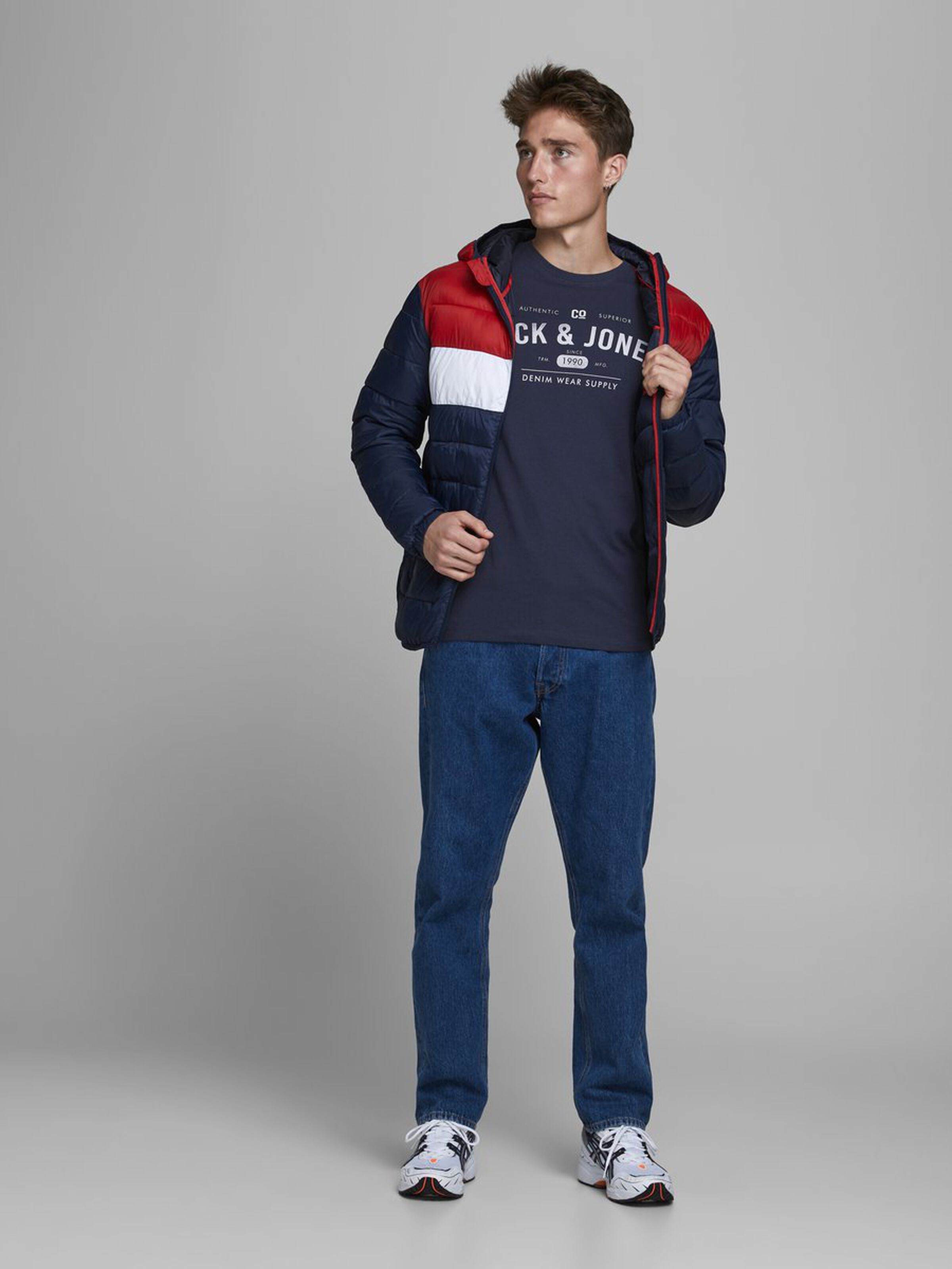 Jack Jones Erkek T-Shirt 12177533 Navy Blazer