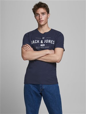 Jack Jones Erkek T-Shirt 12177533 Navy Blazer