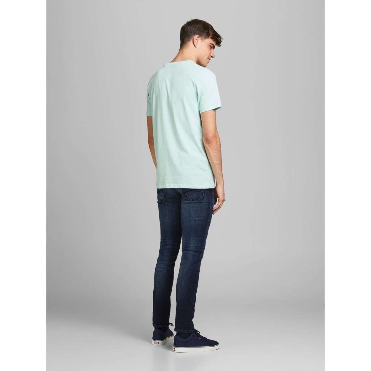 Jack Jones Erkek T-Shirt 12180867 Bleached Aqua