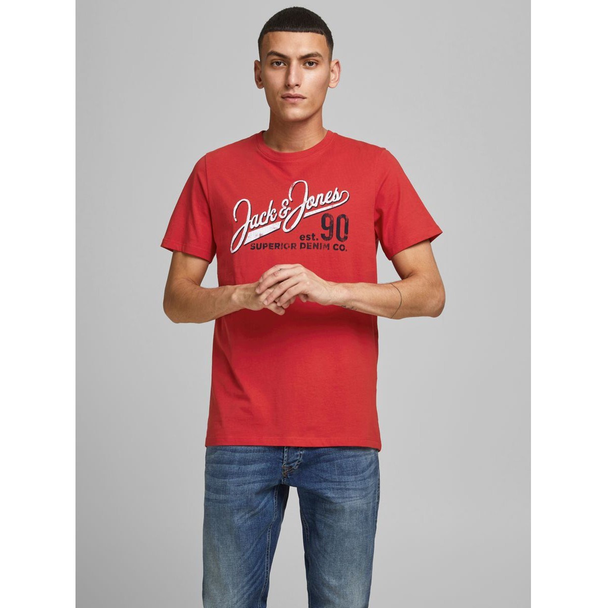 Jack Jones Erkek T-Shirt 12180867 True Red