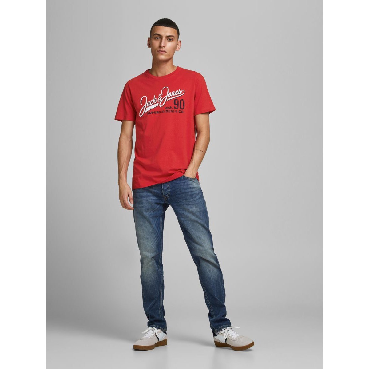 Jack Jones Erkek T-Shirt 12180867 True Red