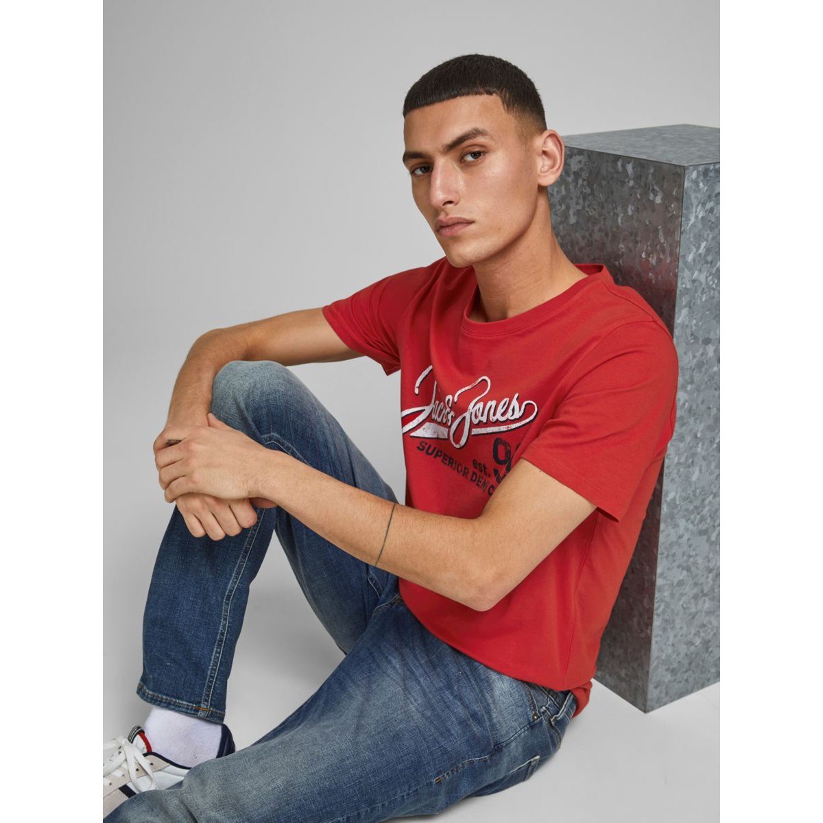 Jack Jones Erkek T-Shirt 12180867 True Red