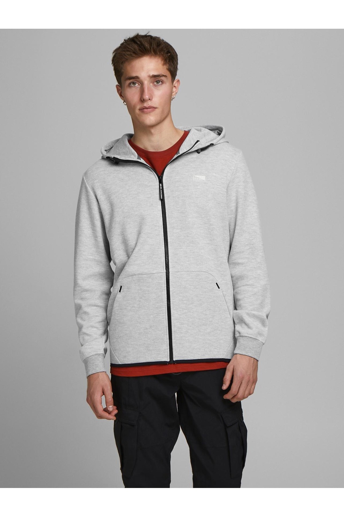 Jack Jones Erkek S-Shirt 12184879 Light Grey Melange