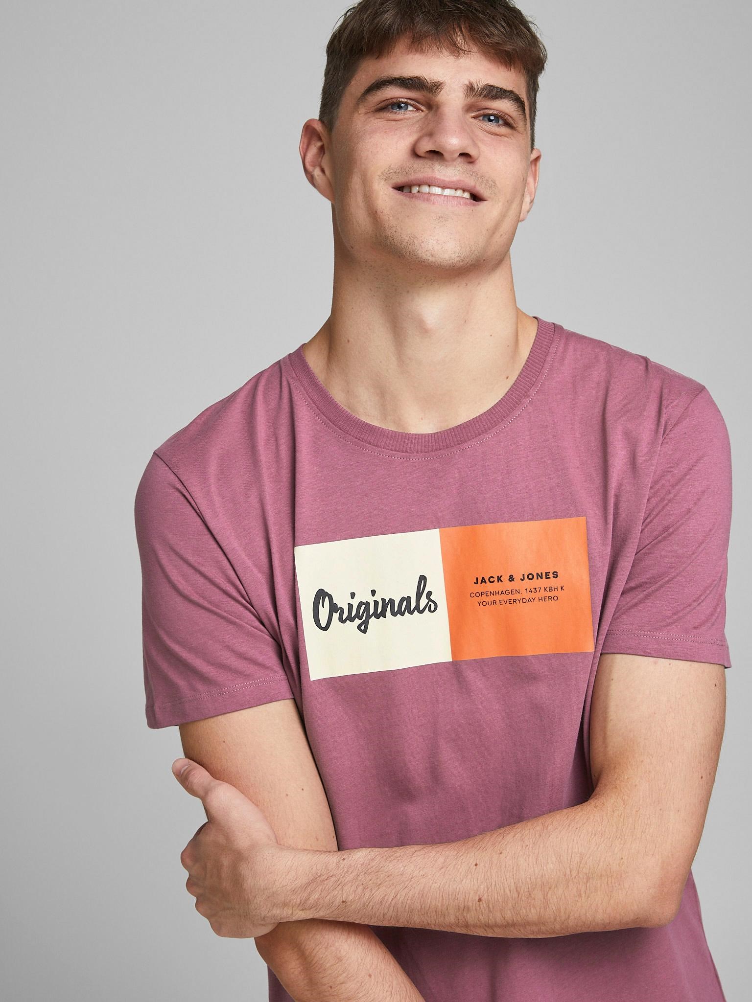 Jack Jones Erkek T-Shirt 12185595 Hawthorn Rose